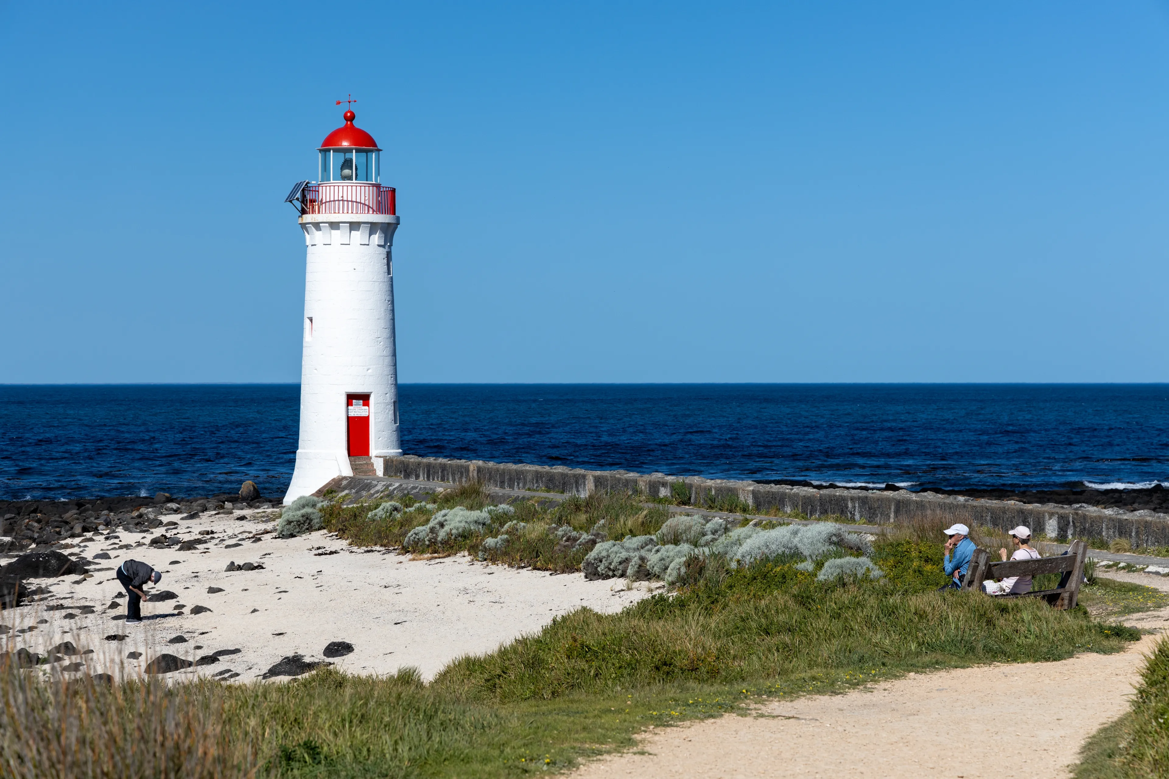 The Griffiths Island Lighthouse in Port Fairy Victoria Australia on October 2nd 2023