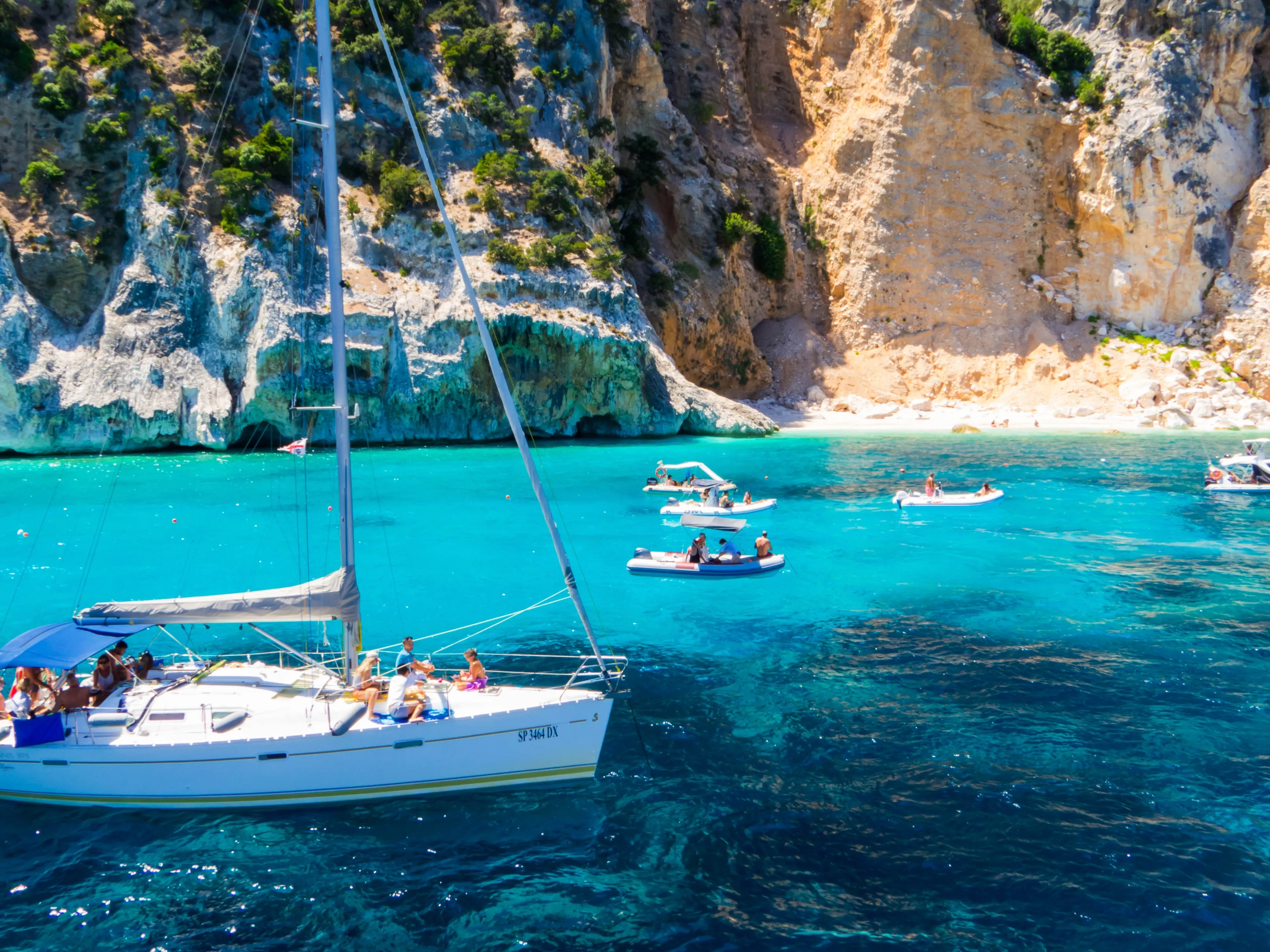Gulf of Orosei, Italy - August 10, 2023: View of the famous Cala Goloritze.