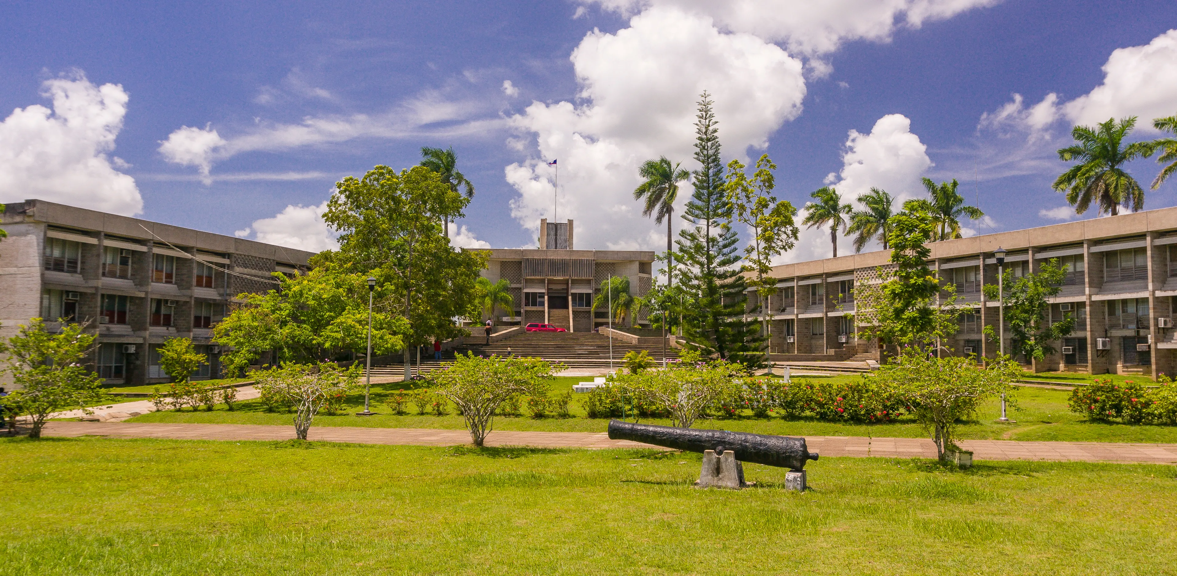 BELMOPAN, BELIZE - AUGUST 7, 2008: Government buildings in the national capital city of Belmopan.