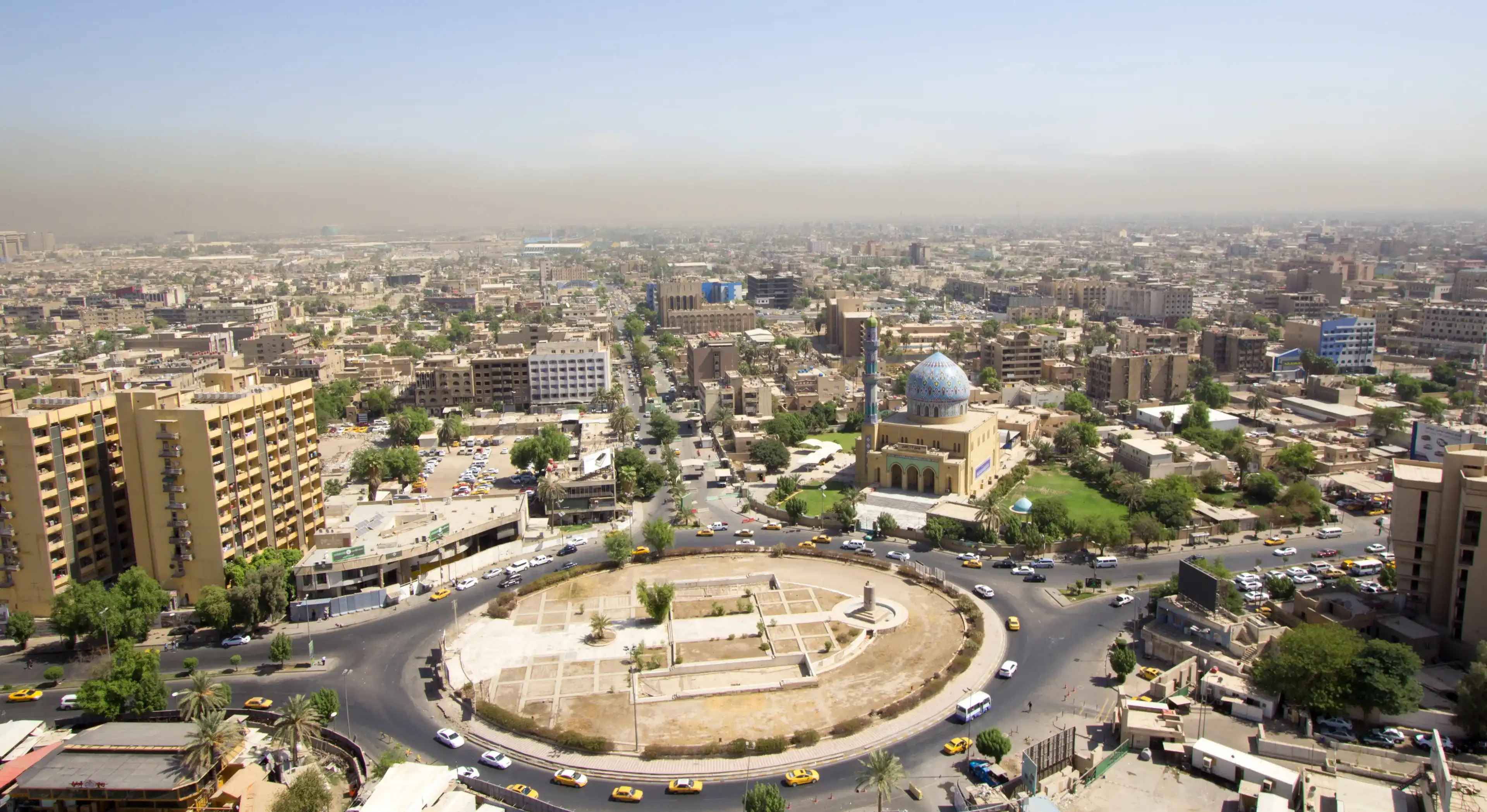 Baghdad, Iraq â?? September 21, 2015: Aerial photo of the city of Baghdad, Iraq Baghdad, Iraq â?? September 21, 2015: Aerial photo of the city of Baghdad, Iraq