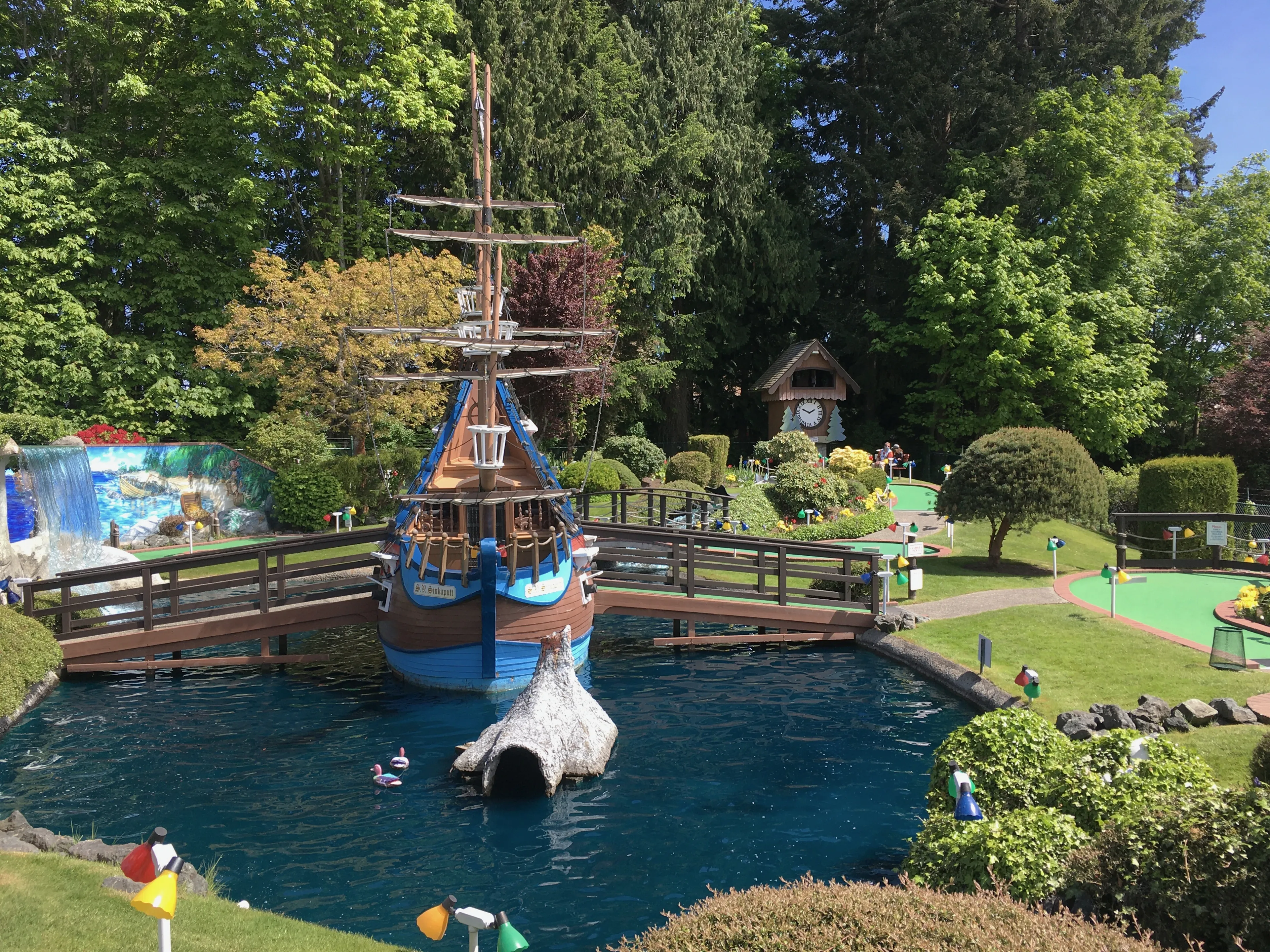 Parksville, British Columbia, Canada -- May 11, 2021: Paradise Mini Golf and Fun Park on Vancouver Island.
