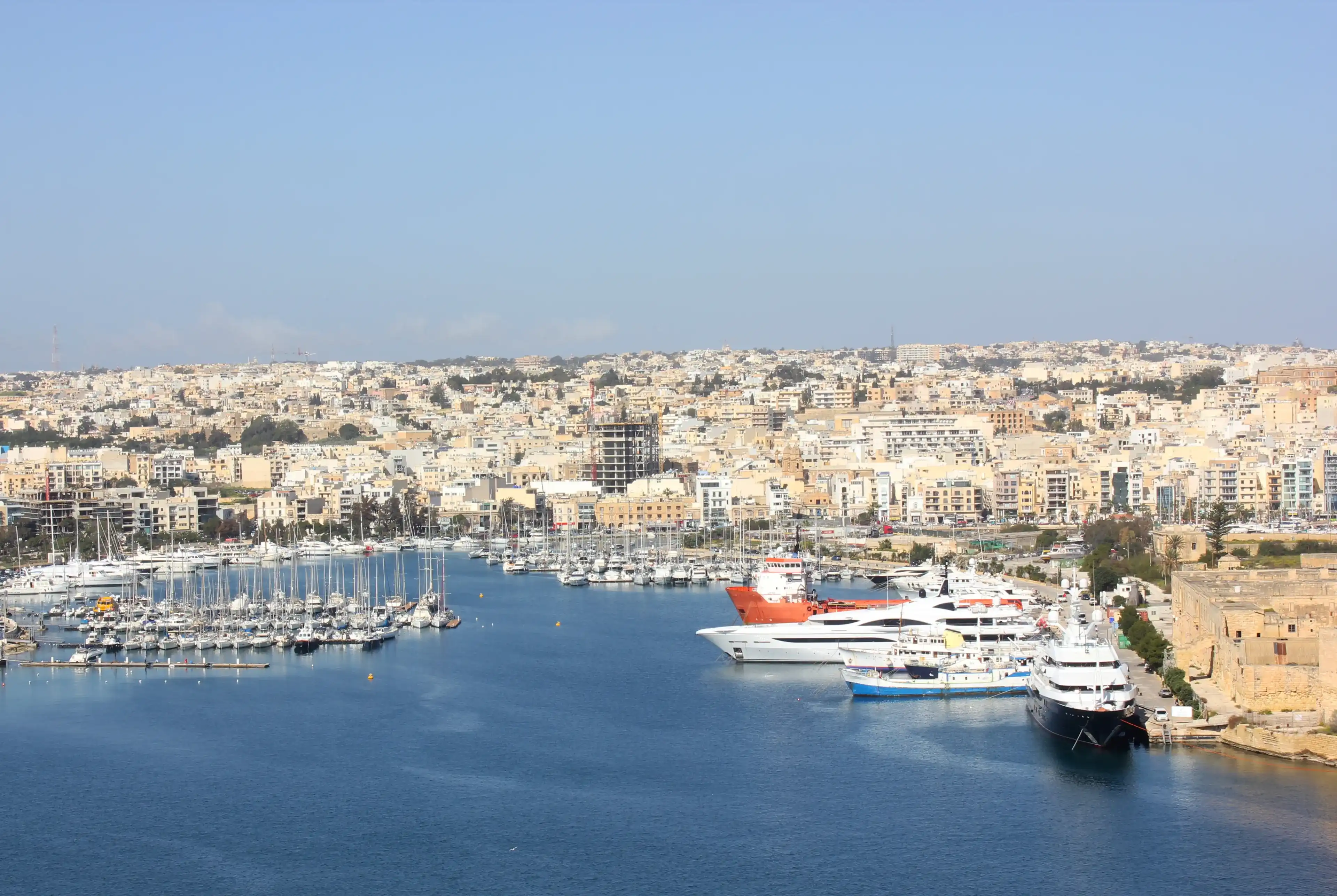 Yachts on pier of Ta`Xbiex, Malta Yachts on pier of Ta`Xbiex, Malta