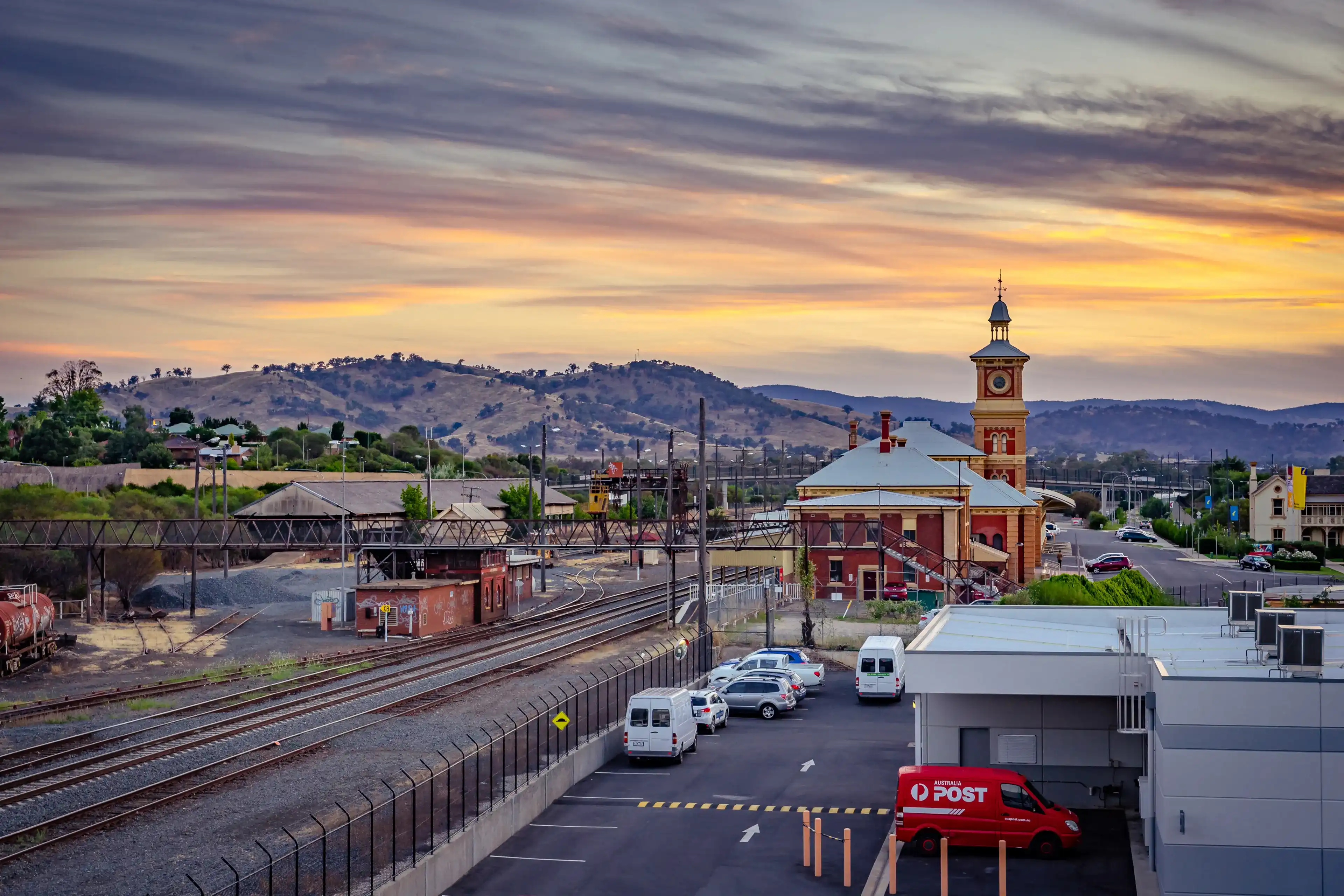 Albury, Australia - Dec 30, 2015: Railway station in a regional town Albury, Australia - Dec 30, 2015: Railway station in a regional town
