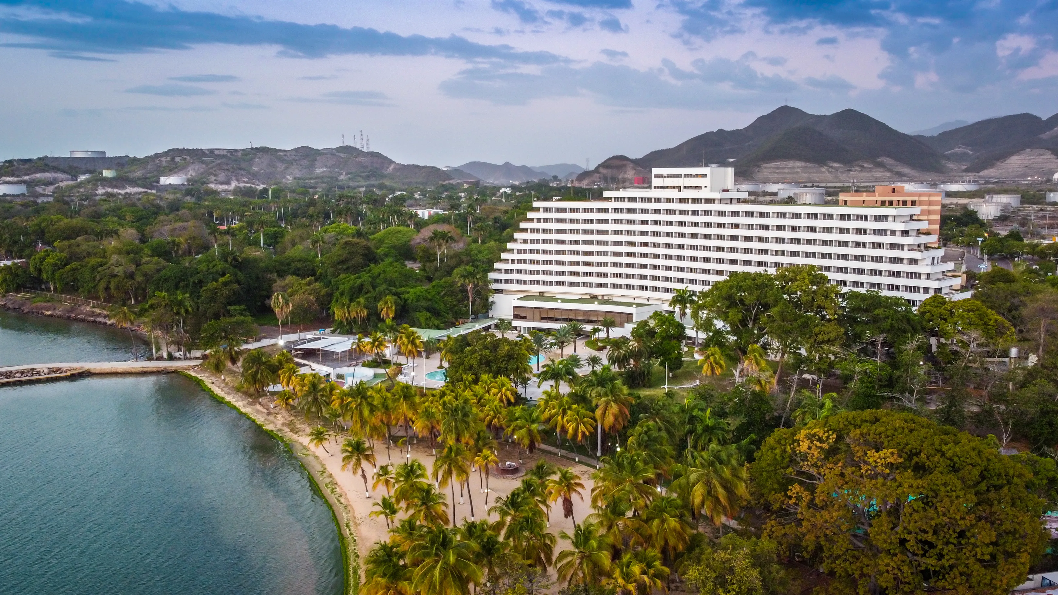 Puerto la Cruz, Anzoátegui, Venezuela; July 1, 2021: aerial view of Paseo Colón is a popular place for recreation for the population and holding cultural and sporting events.