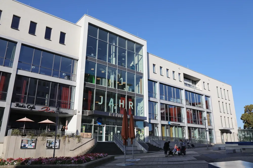 MUELHEIM A.D. RUHR, GERMANY - SEPTEMBER 21, 2020: Public municipal library in Muelheim An Der Ruhr, a major city in the state of North Rhine-Westphalia.