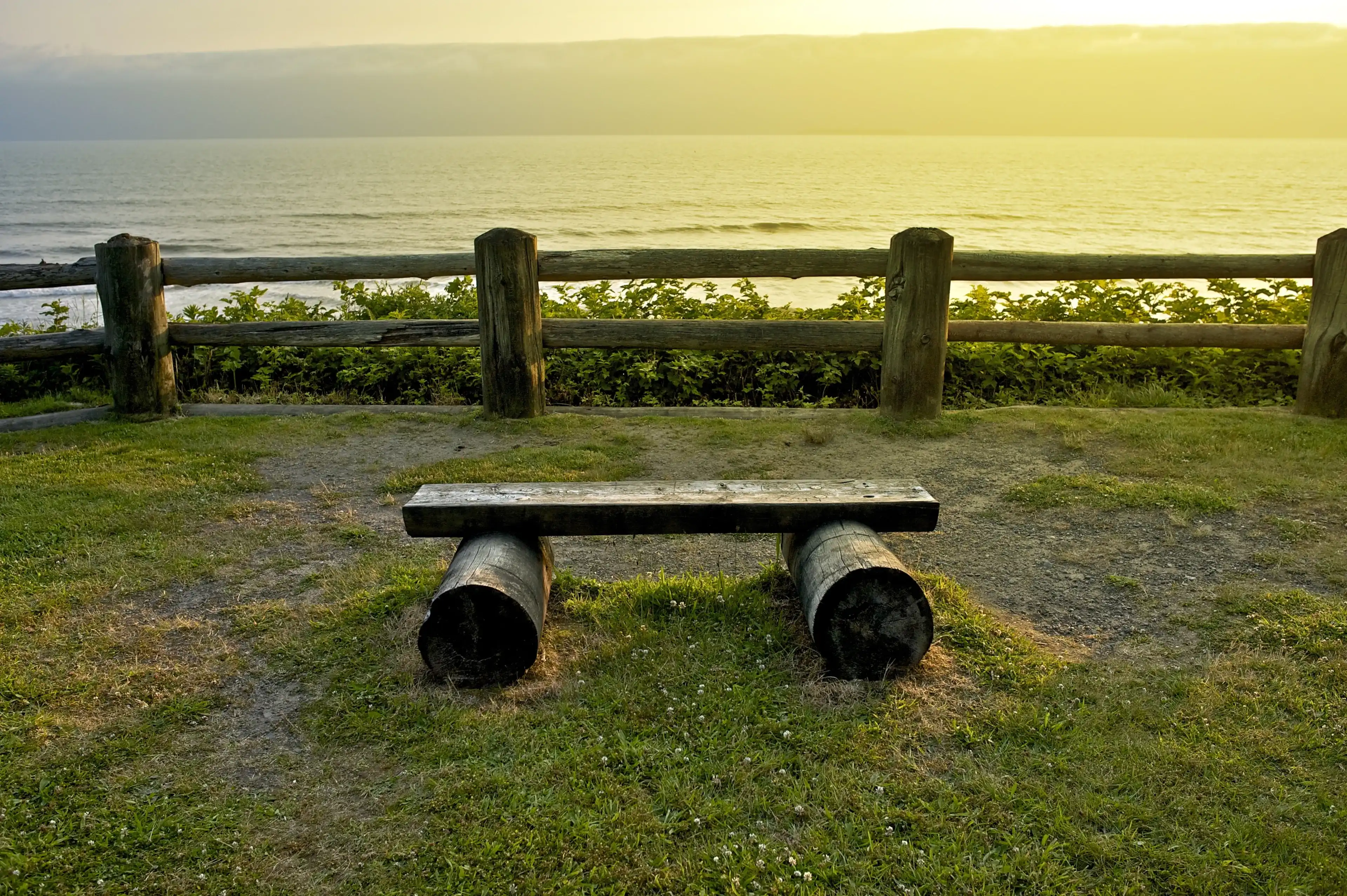 Ocean Front Bench - Small Wood Bench at Scenery Viewpoint. Washington State Olympic Peninsula. Recreation Photo Collection. Pacific Ocean. Ocean Front Bench - Small Wood Bench at Scenery Viewpoint. Washington State Olympic Peninsula. Recreation Photo Collection. Pacific Ocean.