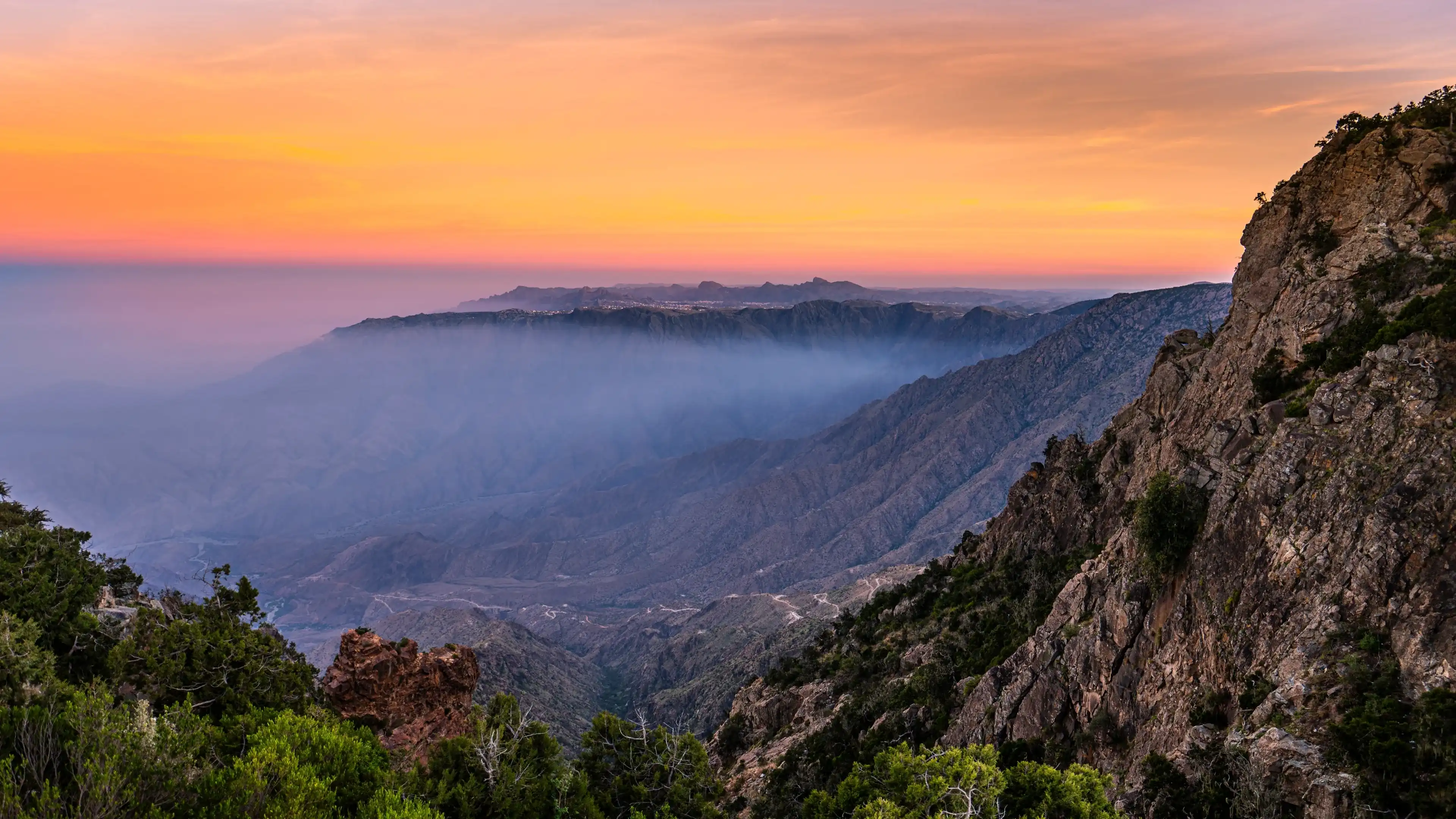 Discover the beauty of Saudi Arabia. Extraordinary landscape of the Asir Mountains, Sarawat mountain range in Billasmar area. Discover the beauty of Saudi Arabia. Extraordinary landscape of the Asir Mountains, Sarawat mountain range in Billasmar area.