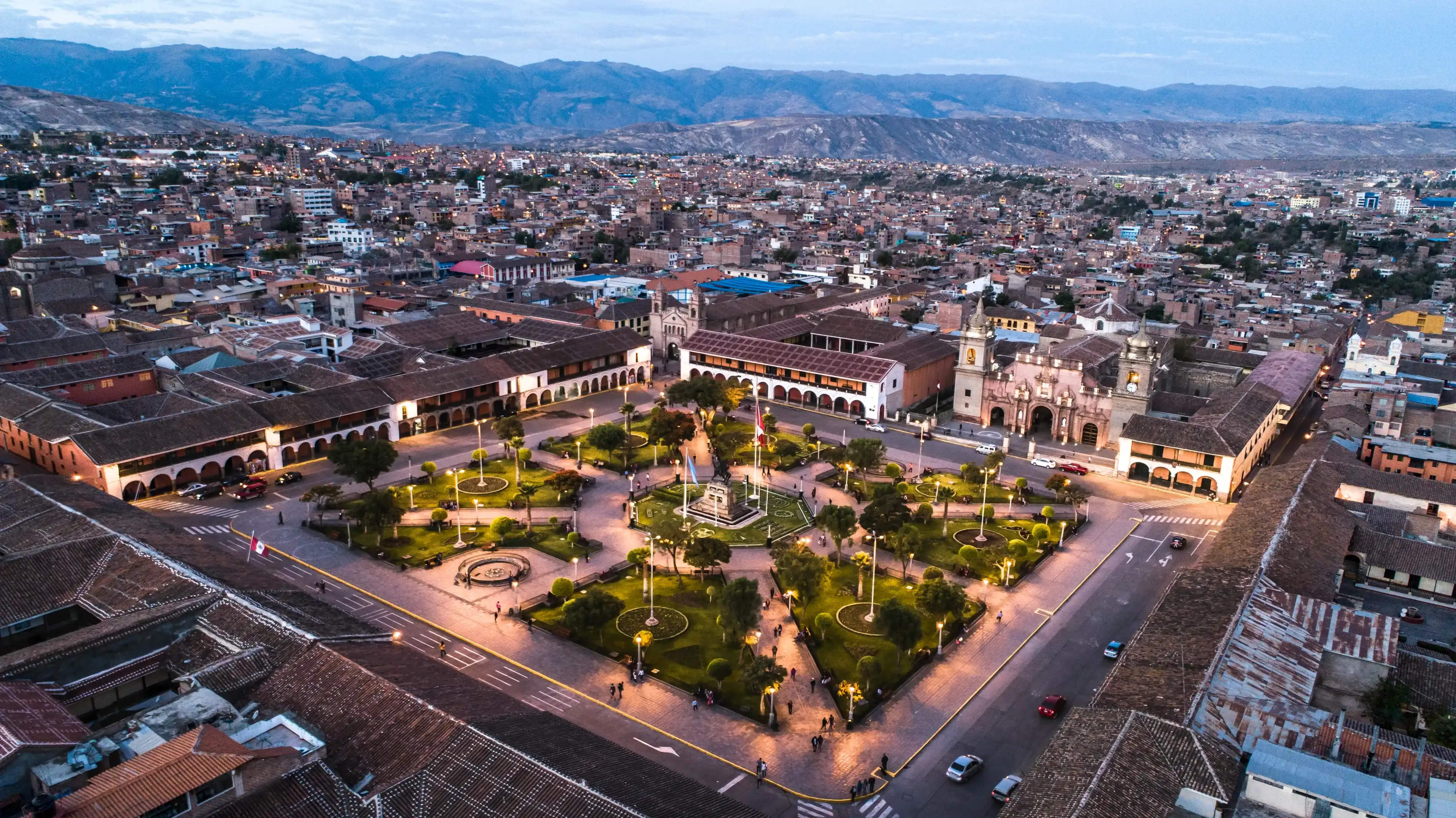 AYACUCHO, PERU. Beautiful view of the main square and its great catedral. AYACUCHO, PERU. Beautiful view of the main square and its great catedral.