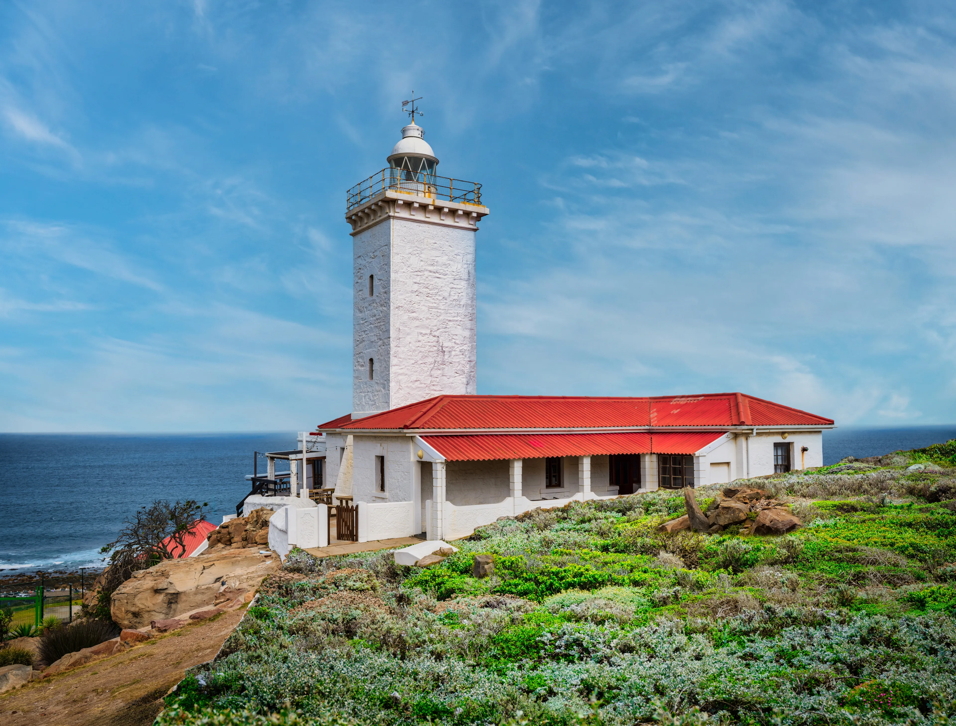 Cape St Blaize Lighthouse during a summer afternoon, Mossel Bay, Western Cape, South Africa