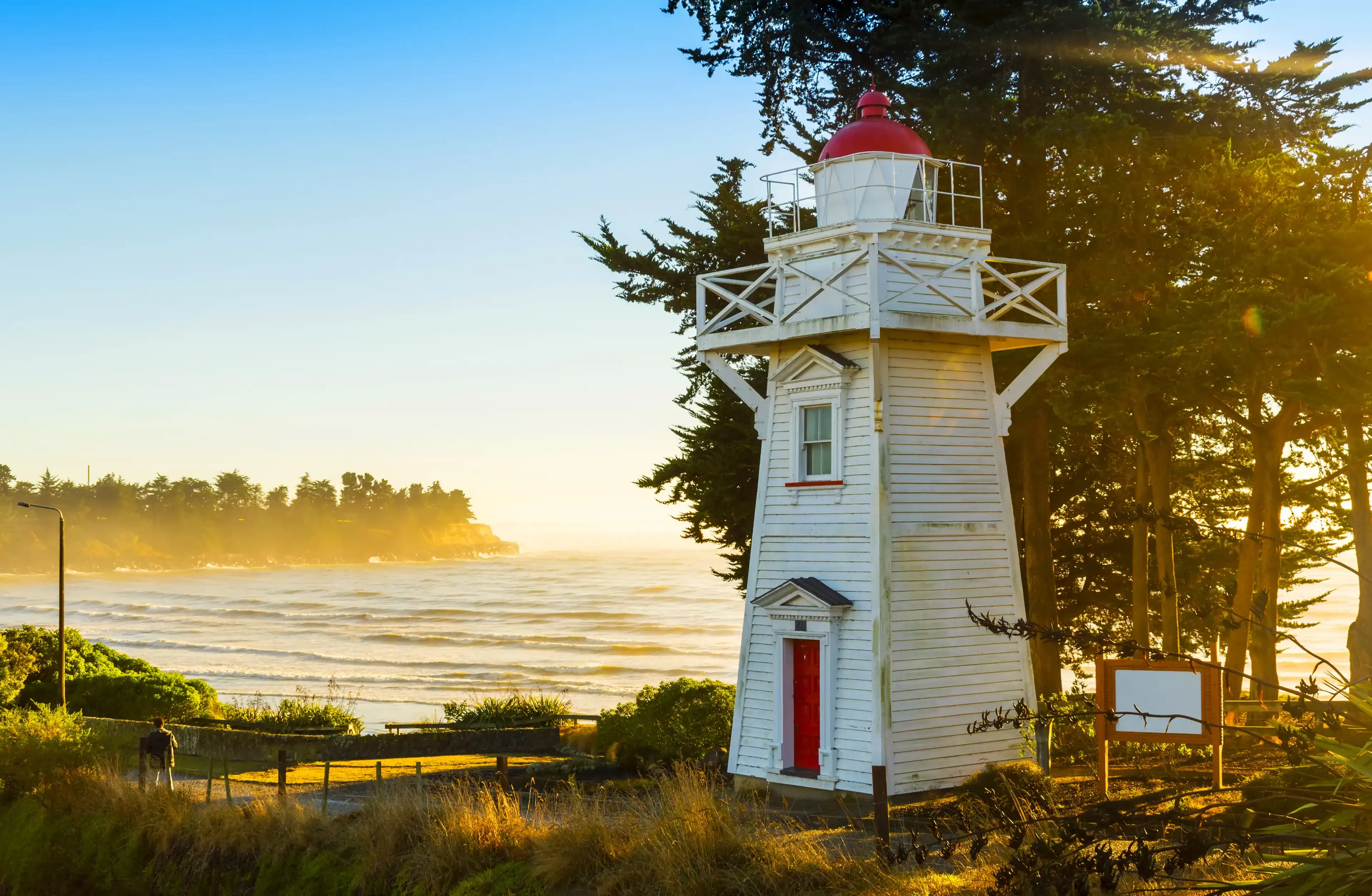 View of Timaru Lighthouse Historical landmark in Timaru, South Island New Zealand; During Morning Time View of Timaru Lighthouse Historical landmark in Timaru, South Island New Zealand; During Morning Time