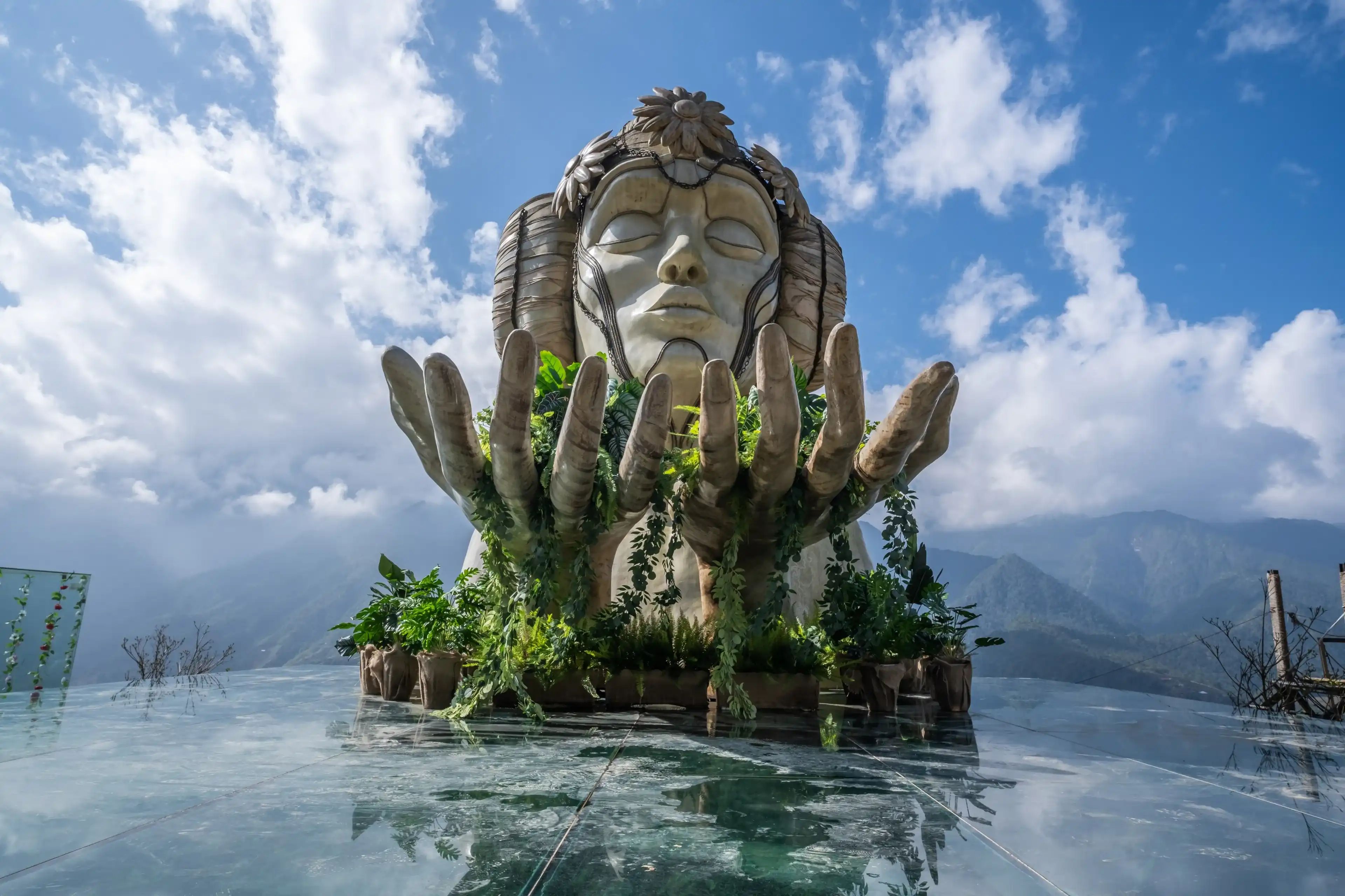 SA PA, VIETNAM - DEC 13, 2023: Moana Sapa, is most popular virtual paradise. In recent years, Sapa tourism has had many beautiful virtual check-in points to serve include Bali Heaven Gate, Golden hand SA PA, VIETNAM - DEC 13, 2023: Moana Sapa, is most popular virtual paradise. In recent years, Sapa tourism has had many beautiful virtual check-in points to serve include Bali Heaven Gate, Golden hand