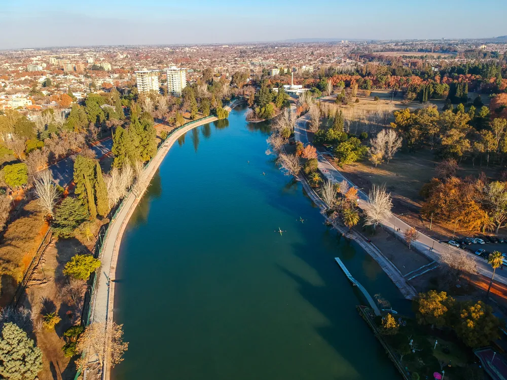 Aerial view of San Martín park, Mendoza