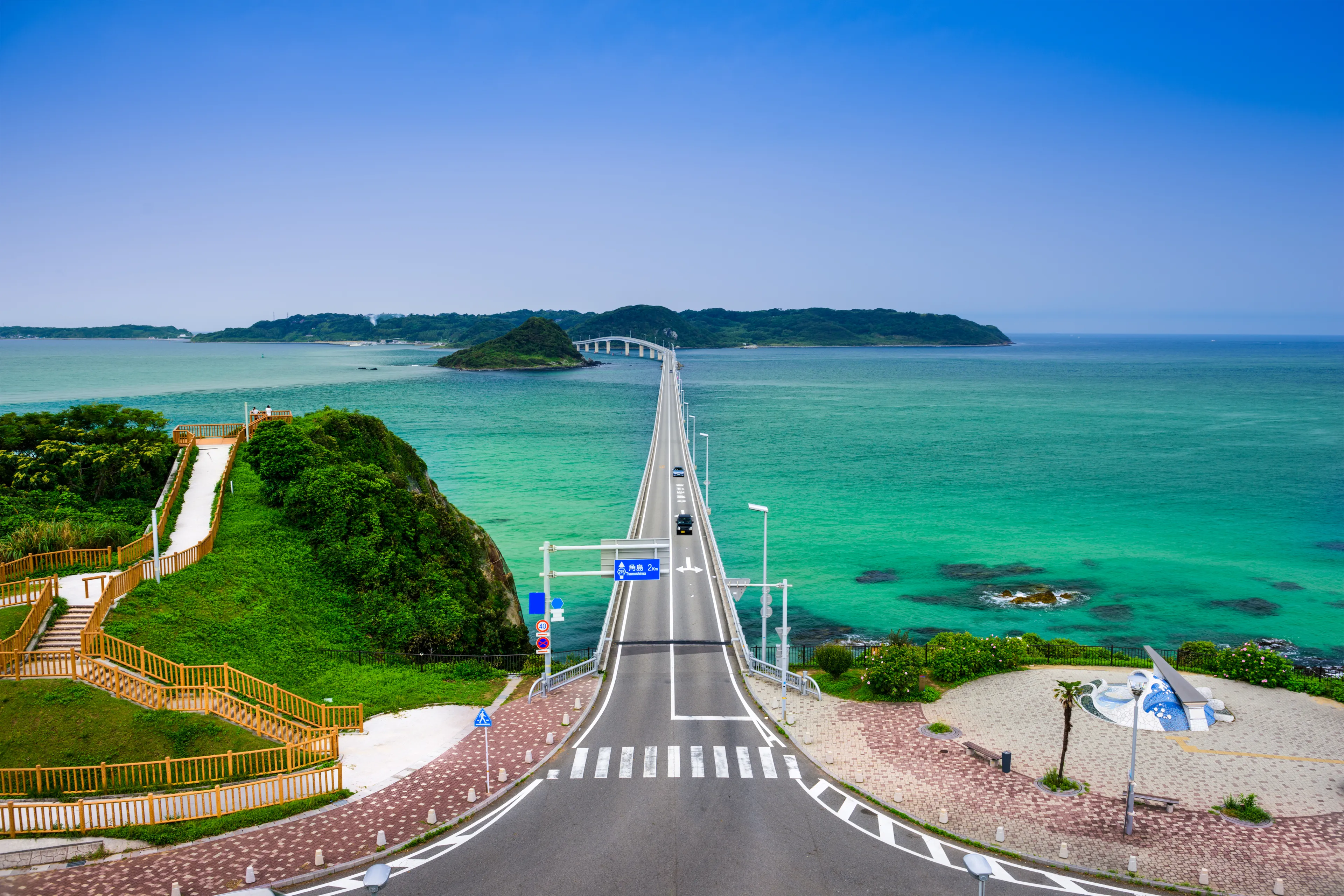 Shimonoseki, Yamaguchi Prefecture, Japan at Tsunoshima Bridge over the Sea of Japan.