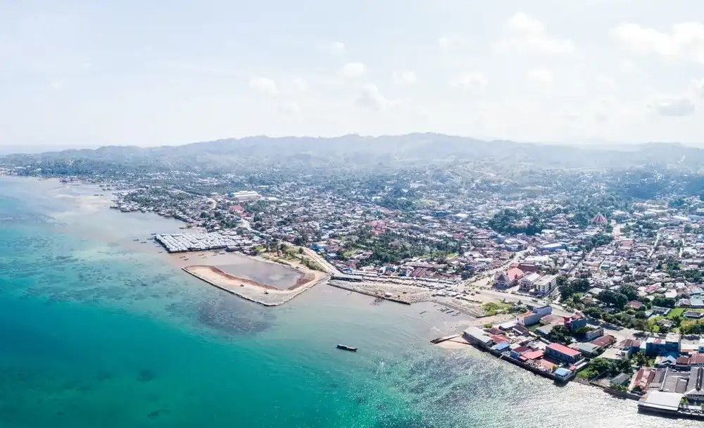 Sorong, Indonesia - September 20th, 2018 - The coast of Sorong, located in West Papua, eastern Indonesia. Sorong, Indonesia - September 20th, 2018 - The coast of Sorong, located in West Papua, eastern Indonesia.