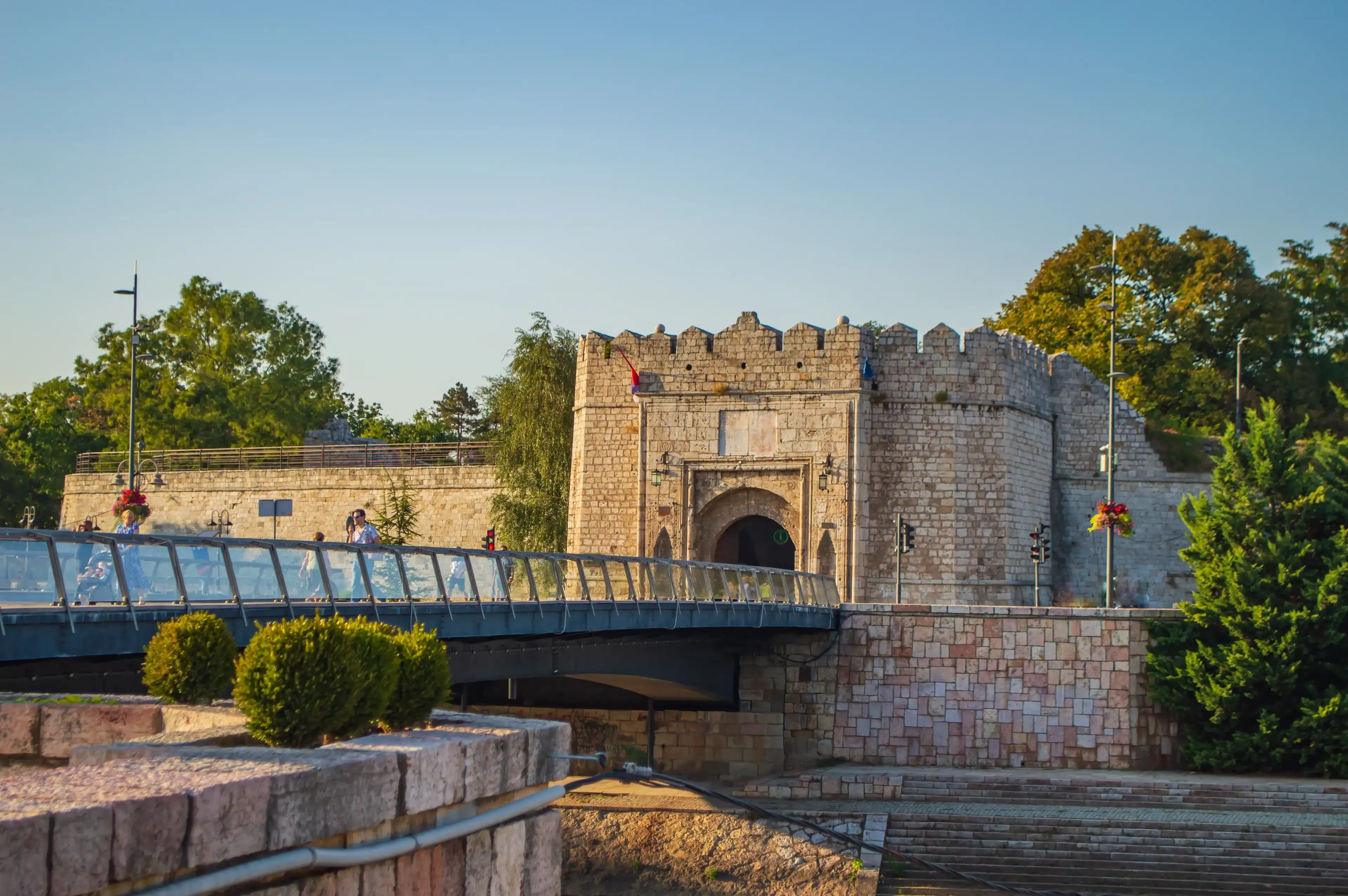 The summer photo of Main Street in Niš with fortress complex in background. The photo is captured 5th September 2024 year in Niš, Serbia The summer photo of Main Street in Niš with fortress complex in background. The photo is captured 5th September 2024 year in Niš, Serbia