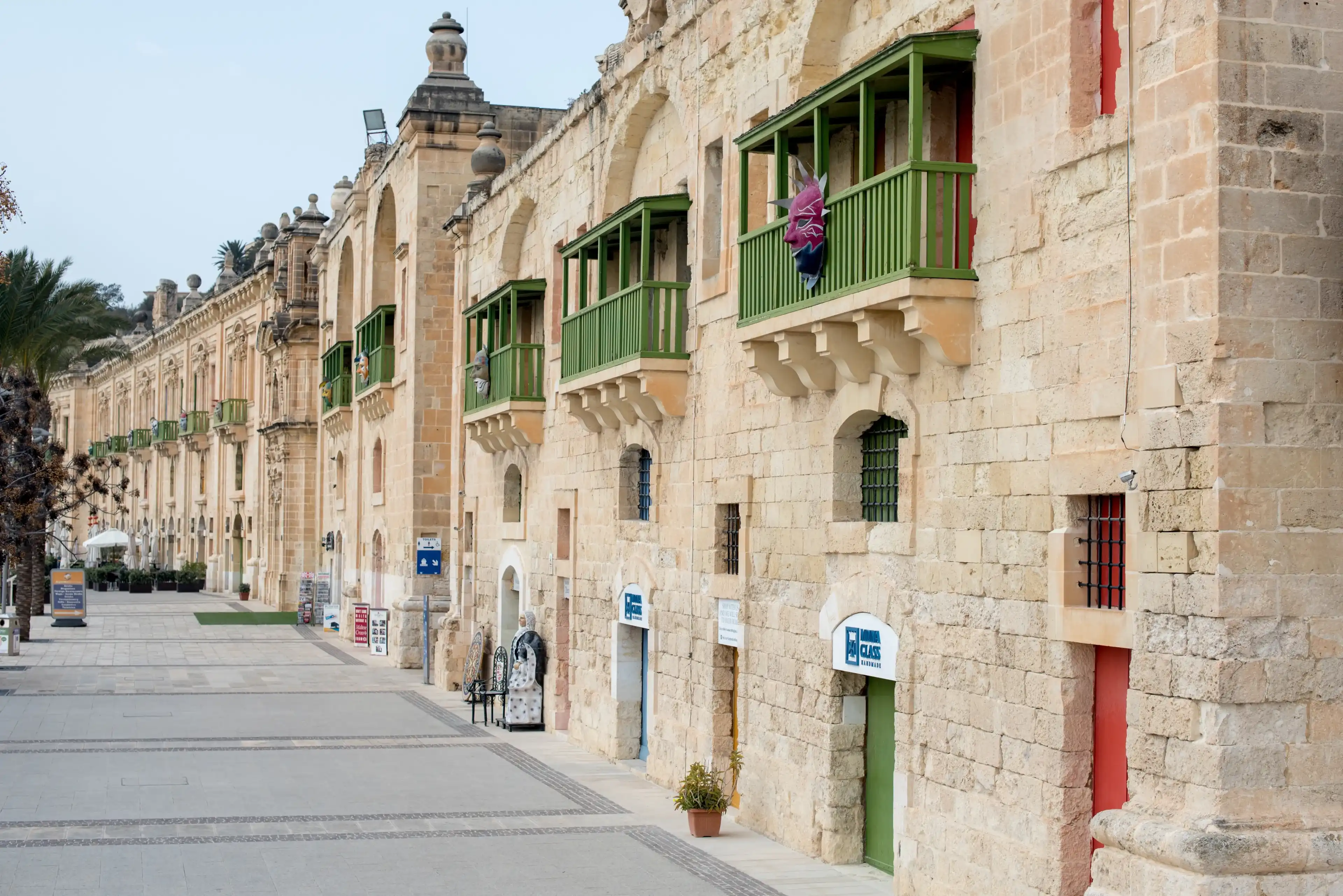 Pinto stores at the Valletta Waterfront, February 2017, Malta island Pinto stores at the Valletta Waterfront, February 2017, Malta island