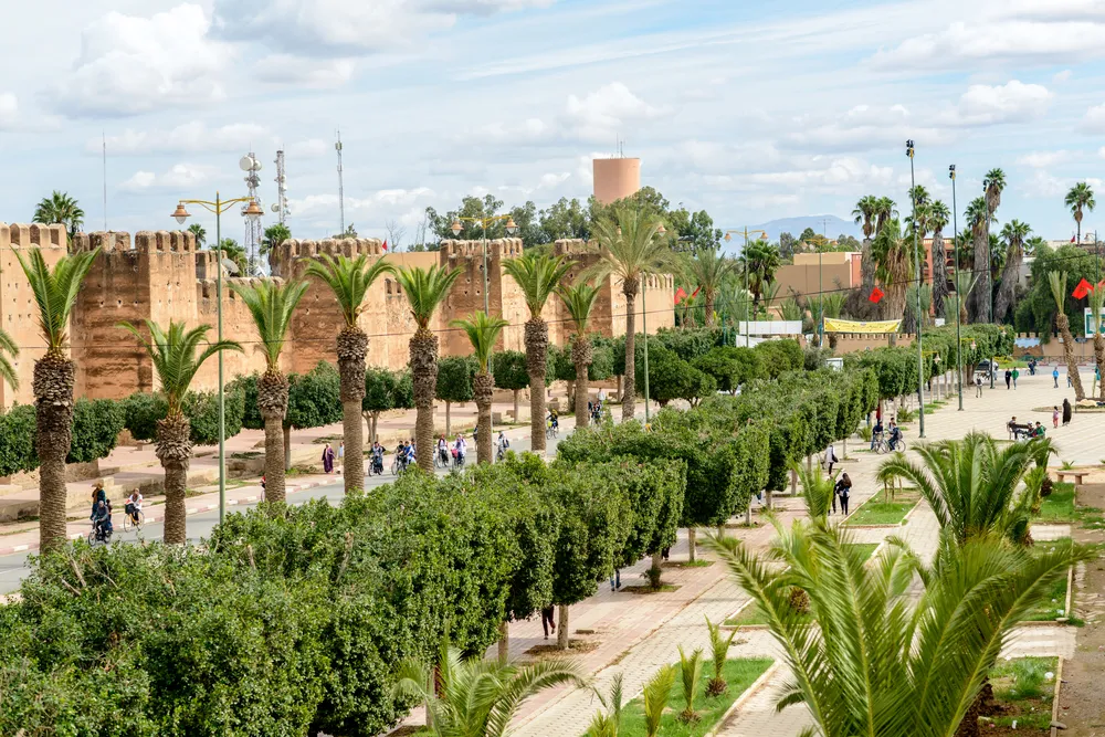 TAROUDANT, MOROCCO - NOVEMBER 02, 2015: Avenue Moulay Ismail in Taroudant, Morocco.