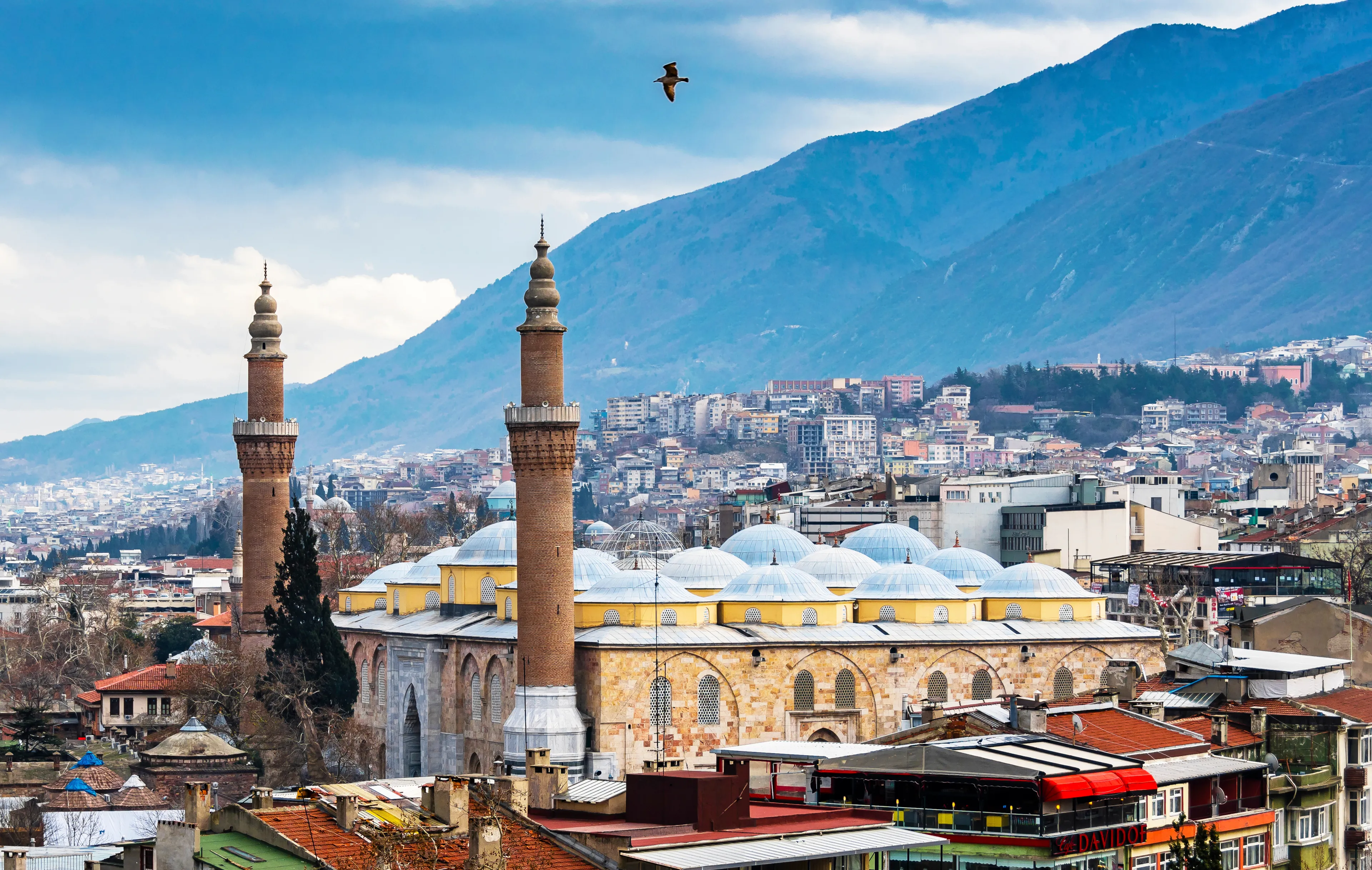 Bursa, Turkey - December 30, 2017 : Bursa City view from Bursa Castle. Bursa is populer tourist destination in Turkey.