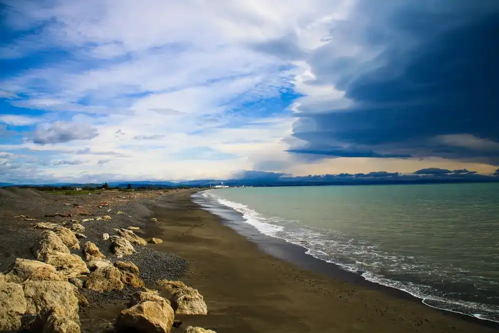 Napier Beach In new zealand with storm cluds Napier Beach In new zealand with storm cluds