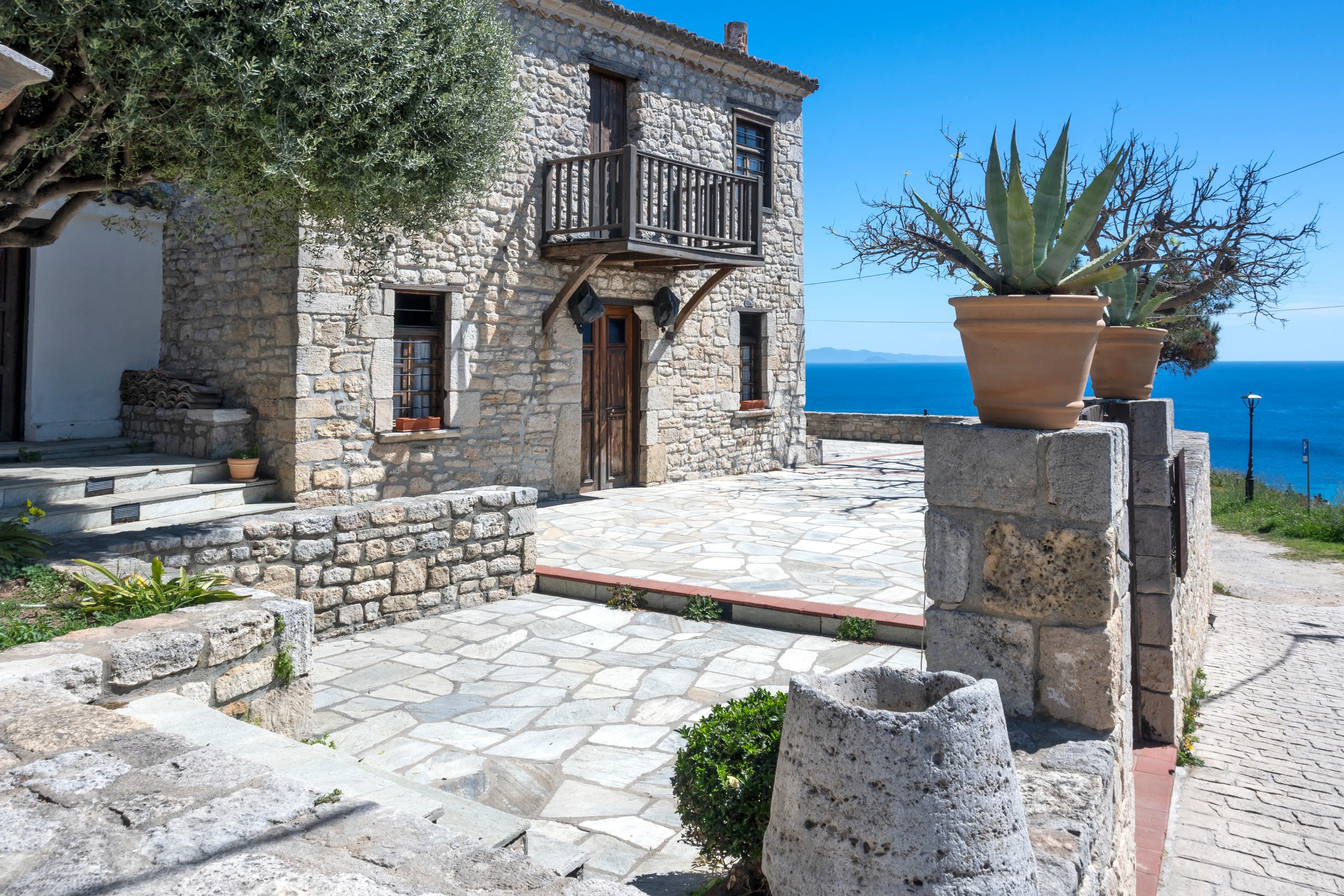 Panorama of the Historical town of Afytos, Kassandra, Chalkidiki, Central Macedonia, Greece