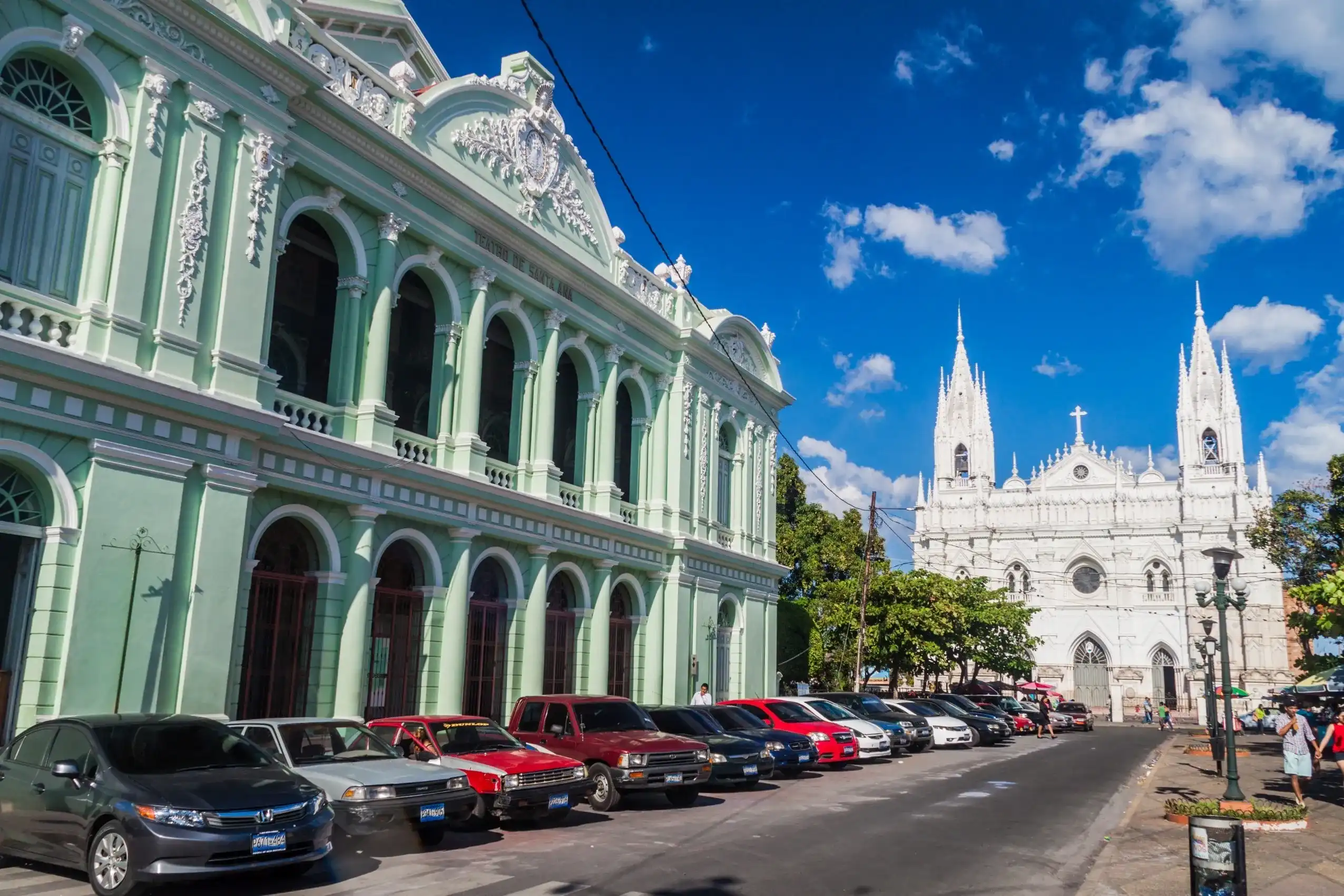 SANTA ANA, EL SALVADOR - APRIL 4, 2016: View of a cathedral in Santa Ana city. SANTA ANA, EL SALVADOR - APRIL 4, 2016: View of a cathedral in Santa Ana city.