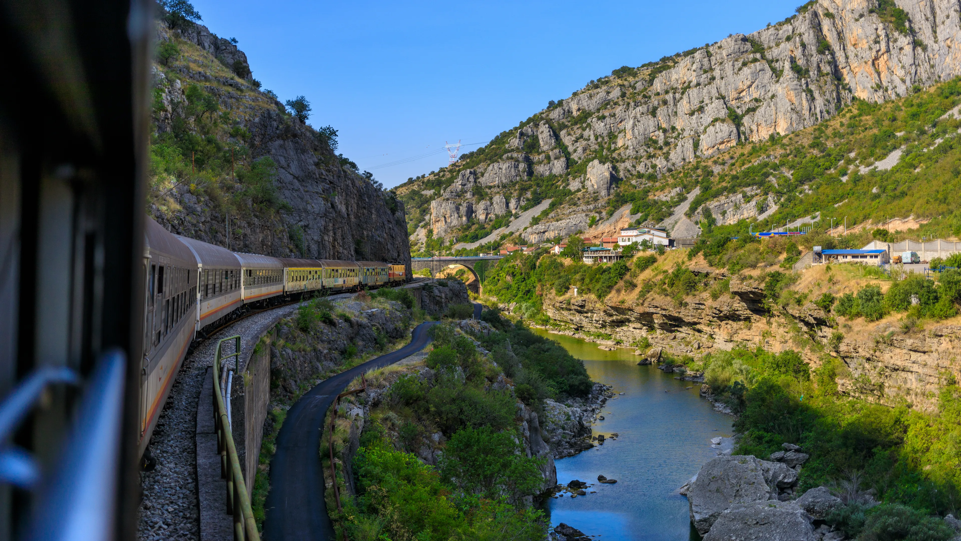 View from the train on the mountains in Montenegro