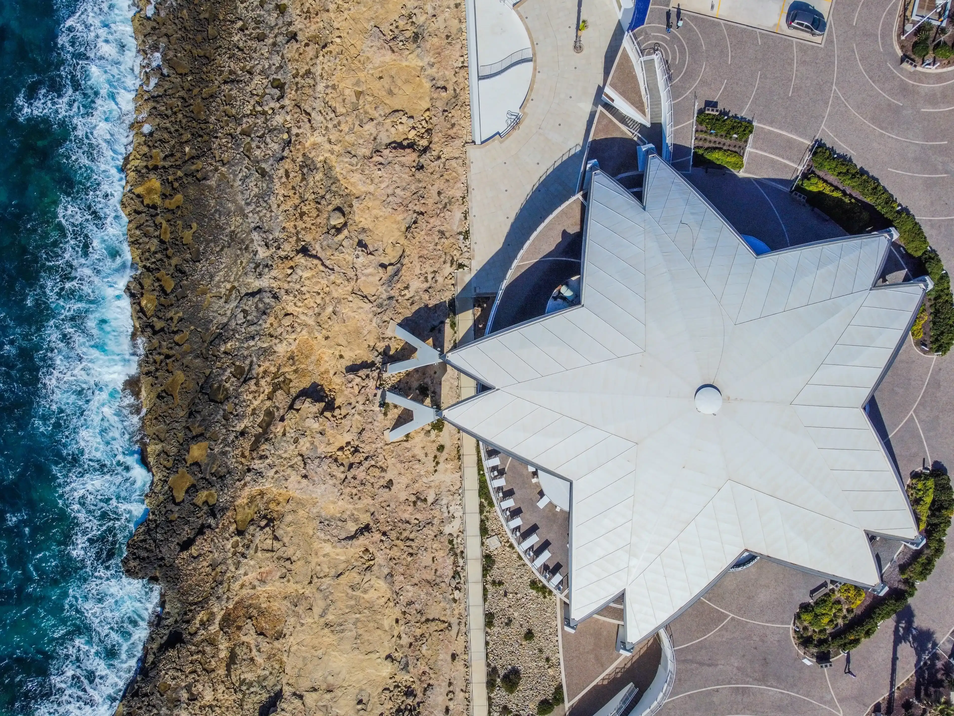Aero Photography. View from flying drone. Panoramic cityscape of old town and an incredibly beautiful beach. San Paul il Bahar (San Pawl il-Baħar) Malta. Top view Aero Photography. View from flying drone. Panoramic cityscape of old town and an incredibly beautiful beach. San Paul il Bahar (San Pawl il-Baħar) Malta. Top view