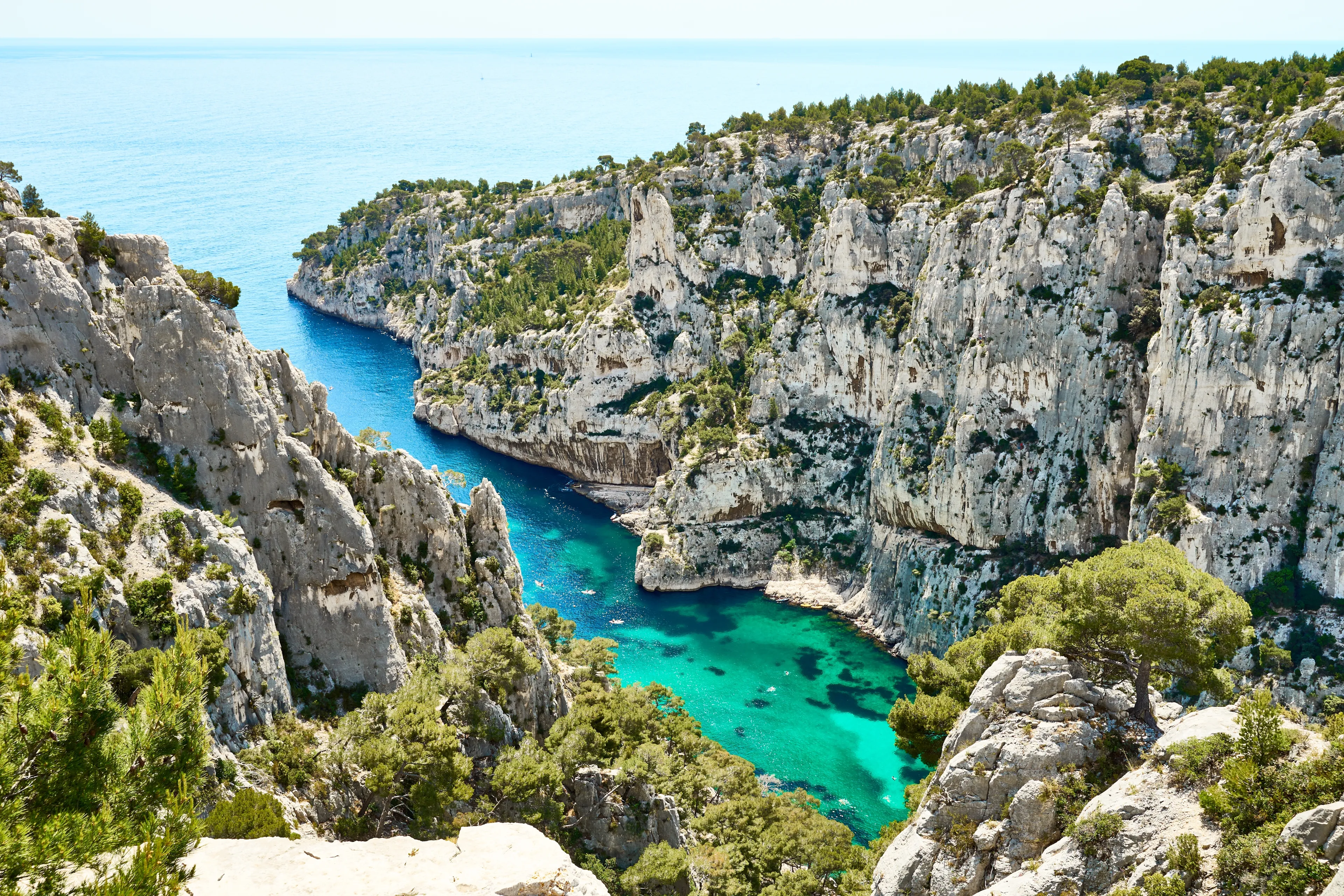 Calanque "d'En-Vau" in the Calanques National Park next to Marseilles in Provence, southern France. The French Fjords.