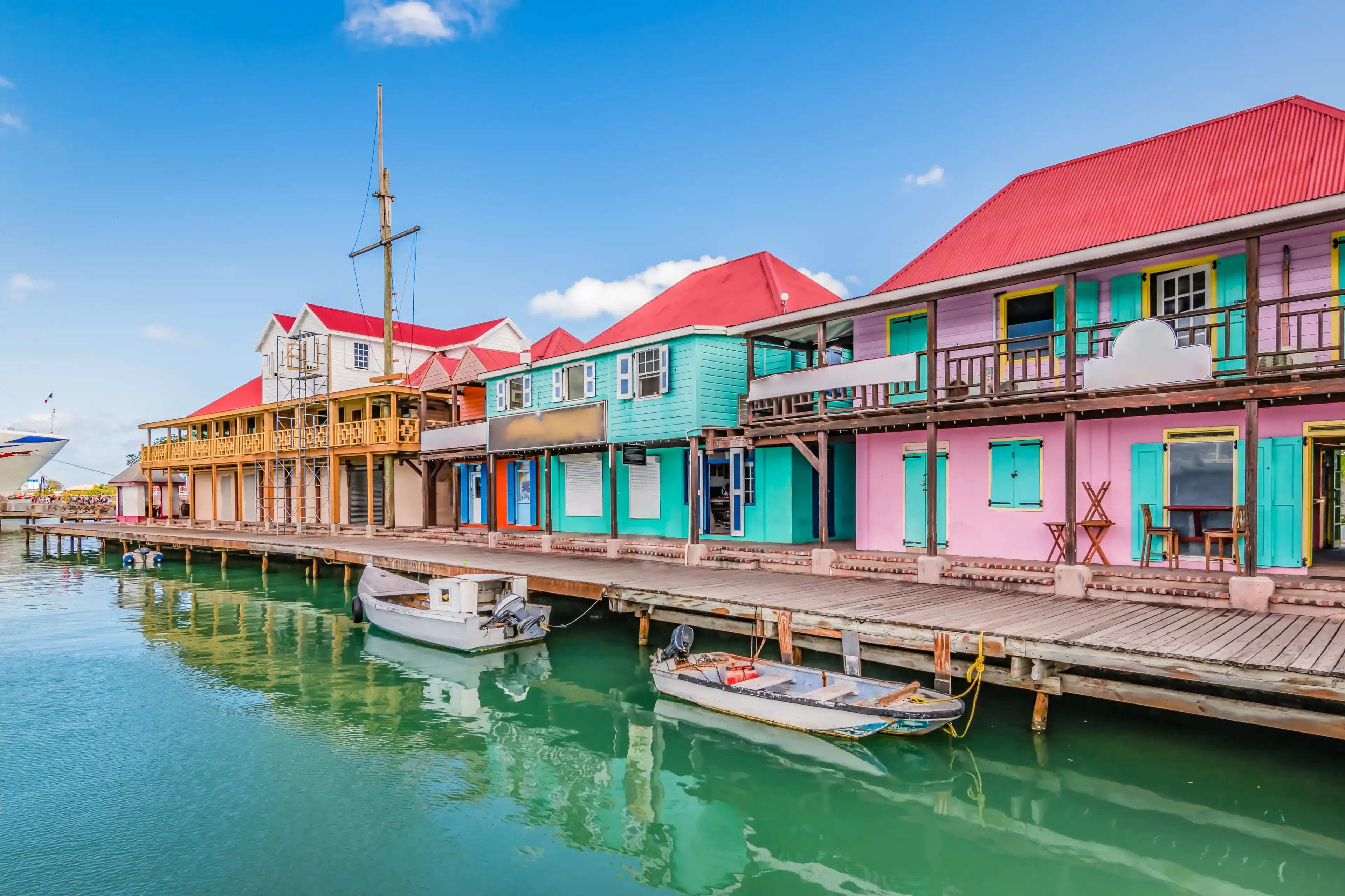 St John's, Antigua. Colorful buildings at the cruise port. St John's, Antigua. Colorful buildings at the cruise port.
