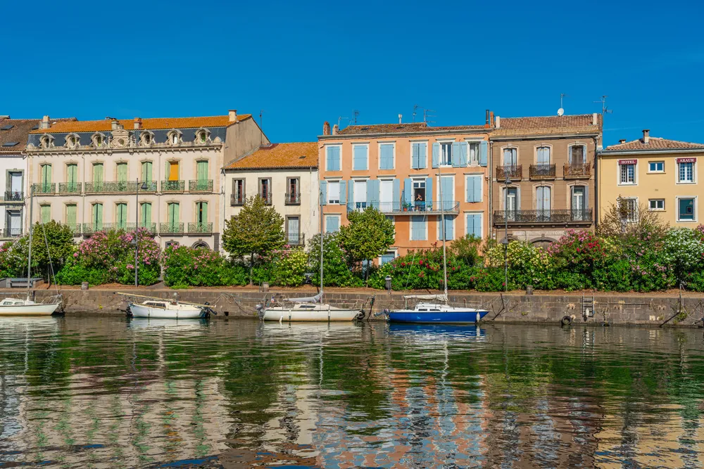 AGDE, FRANCE, JULY 19th 2020: Herault river at the port of Agde, Languedoc-Roussillon France