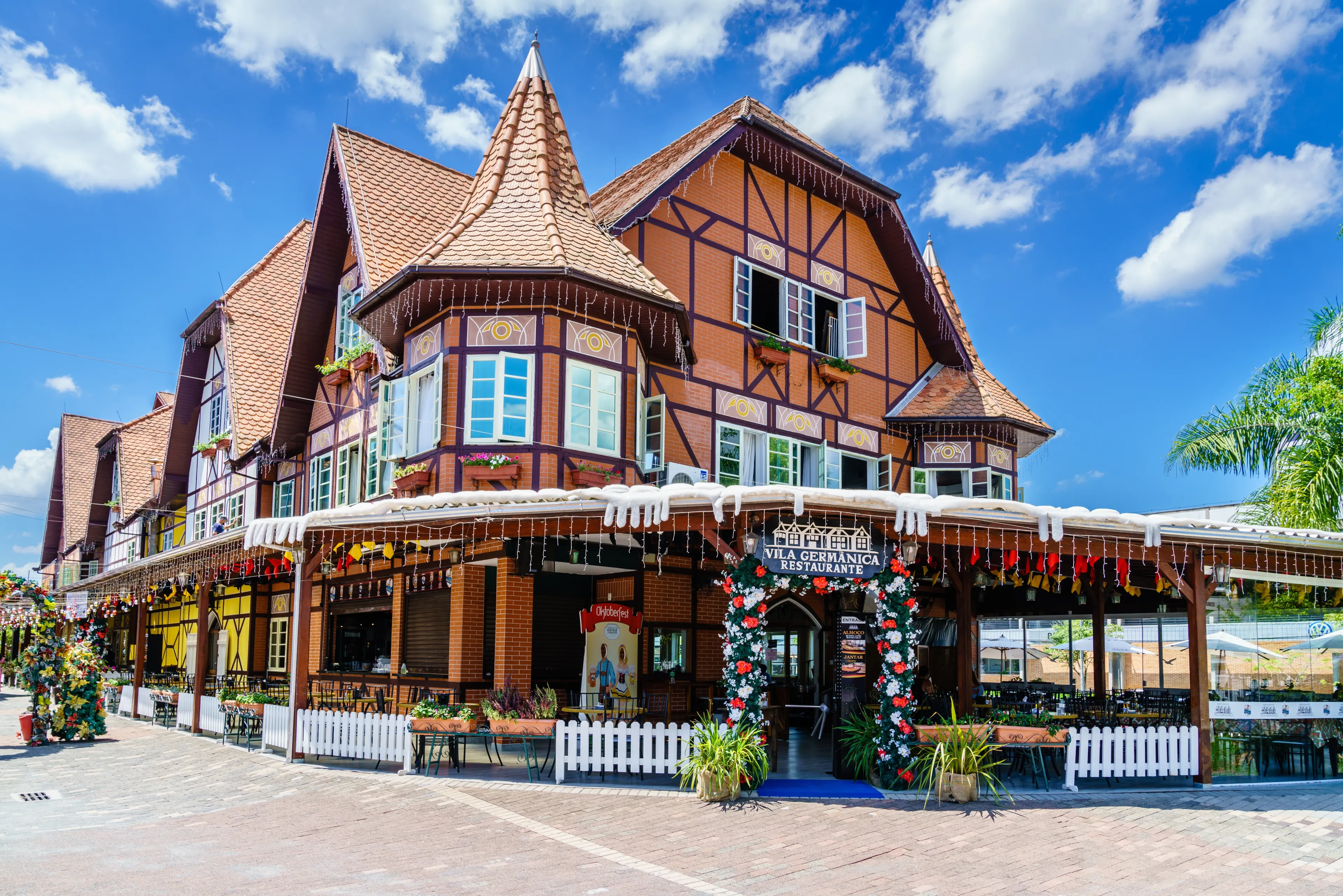 Blumenau, Brazil, January 20, 2022: A traditional German restaurant in German Village in the city of Blumenau, Brazil