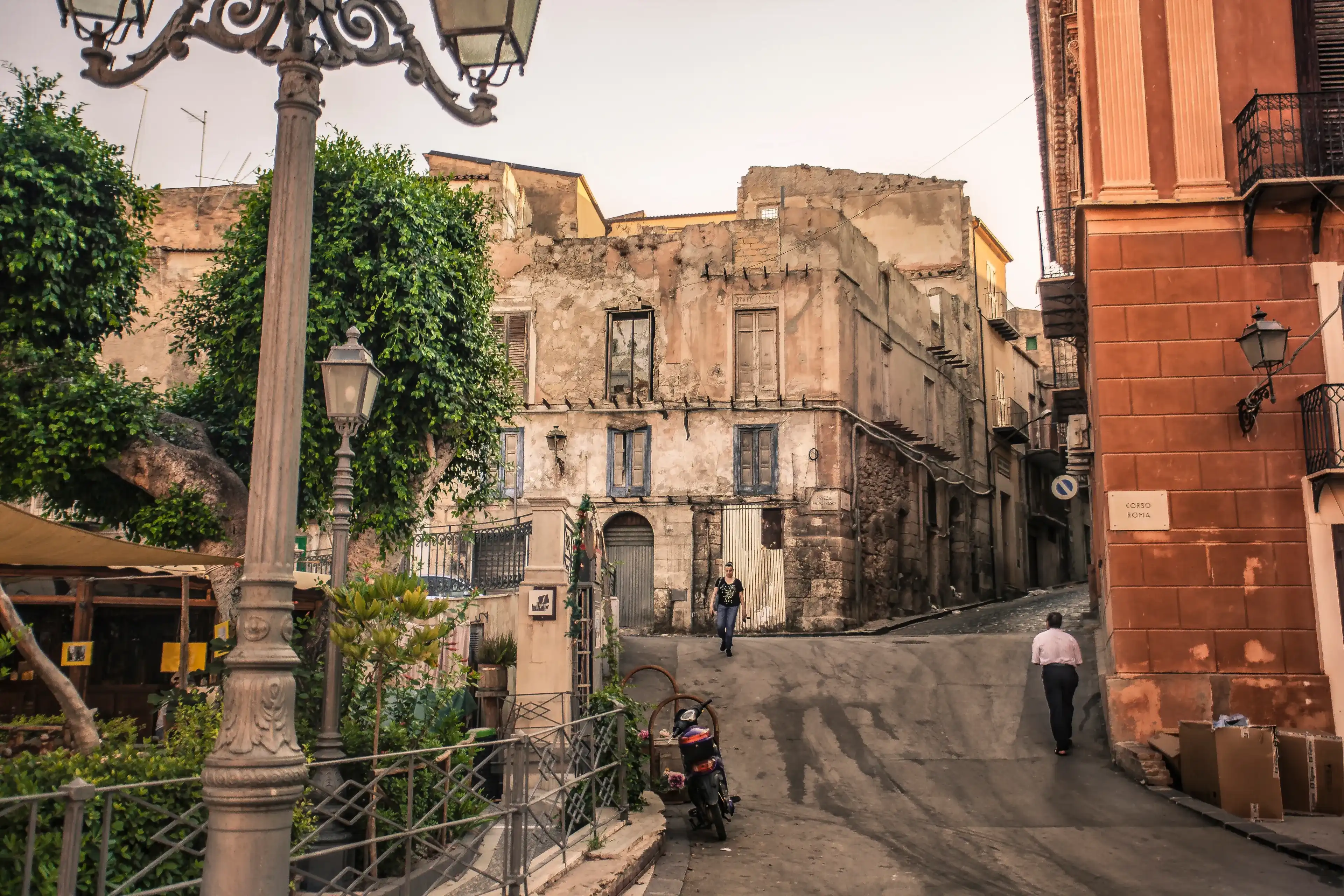 LICATA, ITALY 22 NOVEMBER 2019: Characteristic buildings of Sicilian architecture in the town of Licata LICATA, ITALY 22 NOVEMBER 2019: Characteristic buildings of Sicilian architecture in the town of Licata