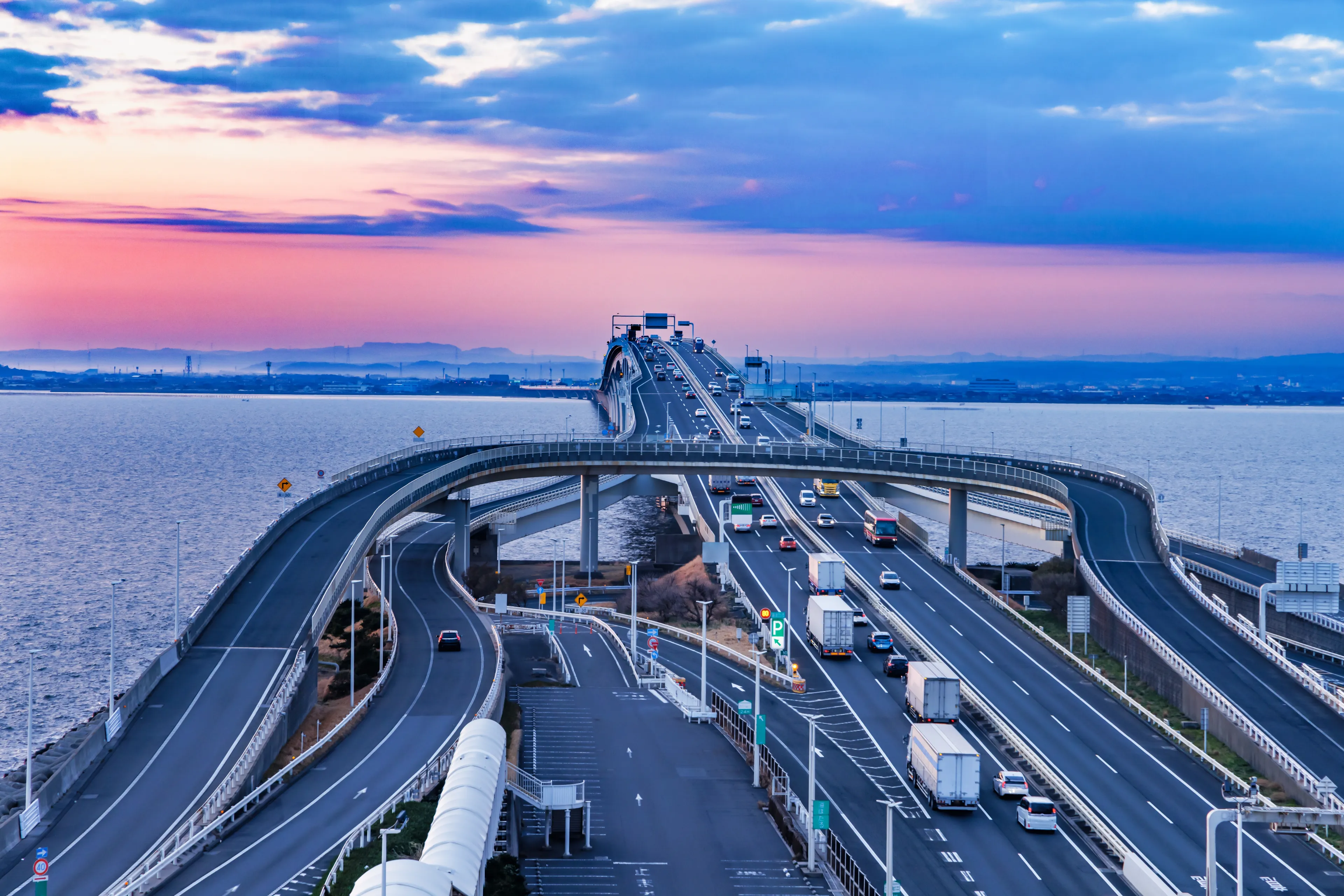 Scenery off the Kisarazu coast in Chiba Prefecture seen from a facility on the sea
