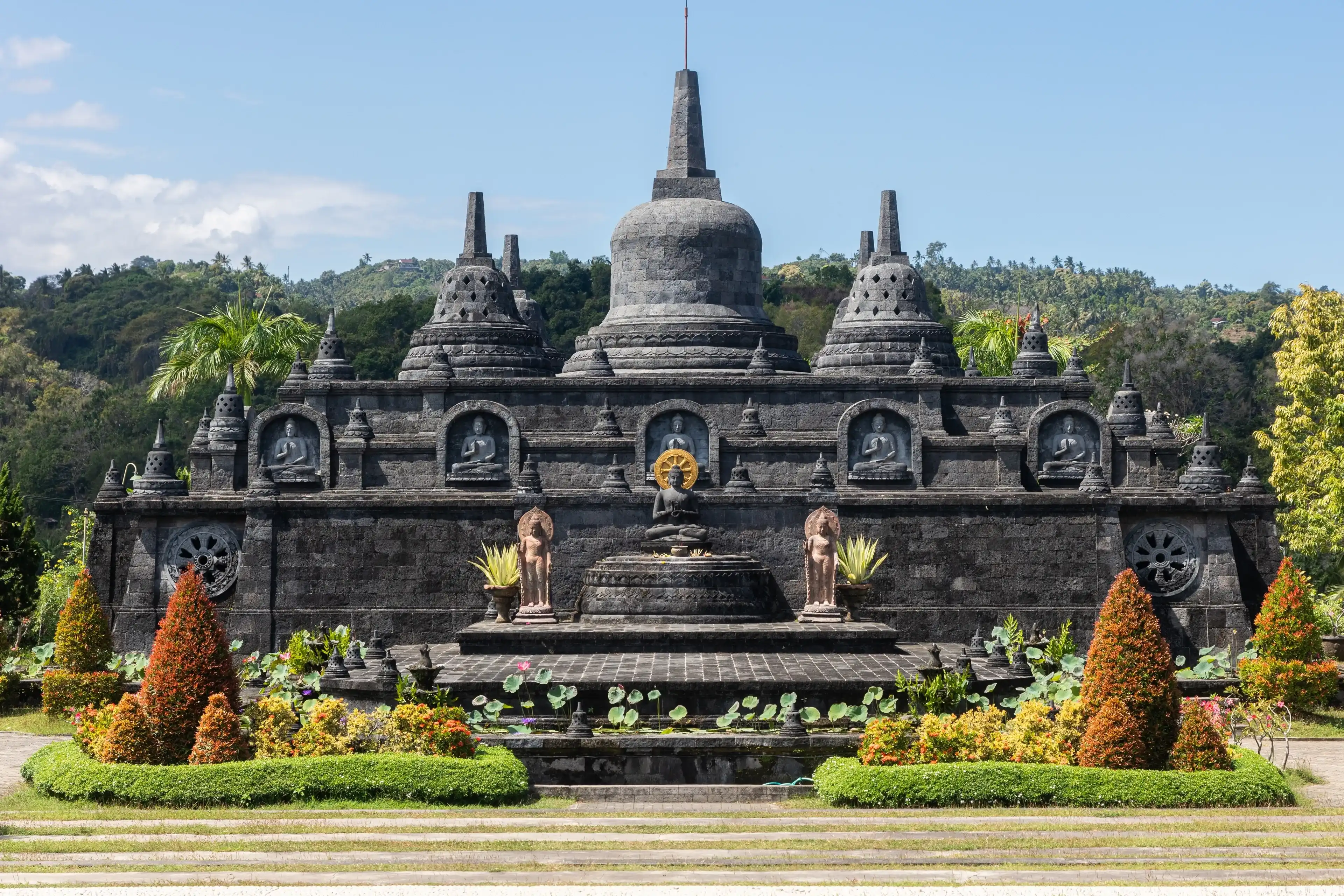 Hindu temple and buddhas near Pemuteran region of Bali, Indonesia Hindu temple and buddhas near Pemuteran region of Bali, Indonesia