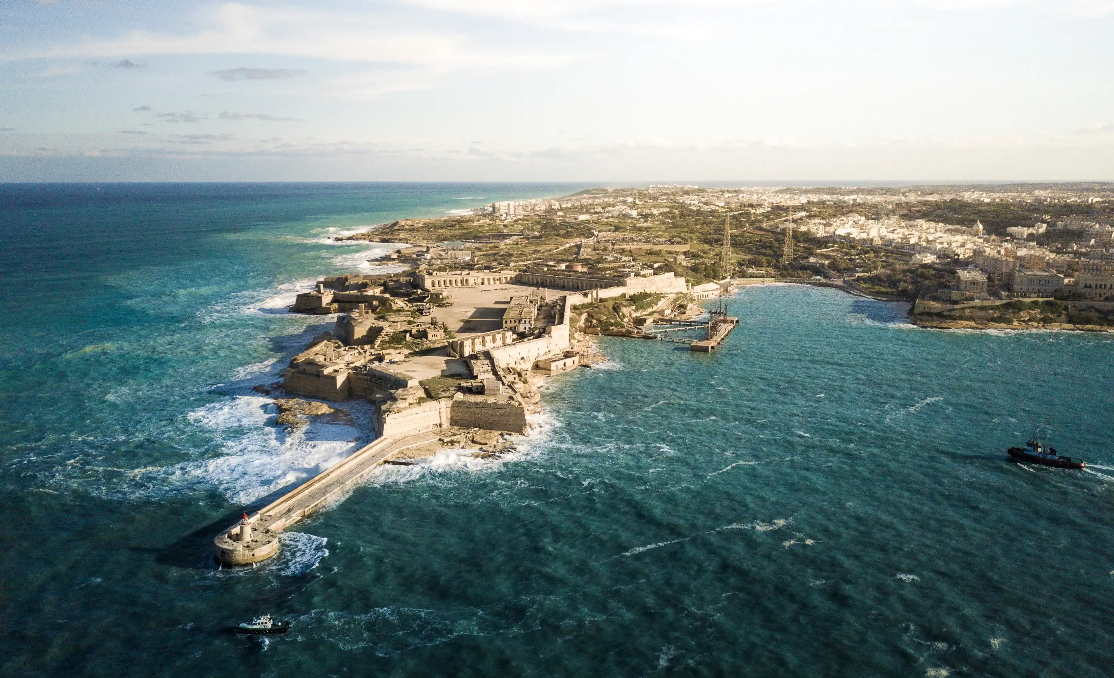 Drone Shot of Fort Ricasoli, Kalkara, Malta Drone Shot of Fort Ricasoli, Kalkara, Malta
