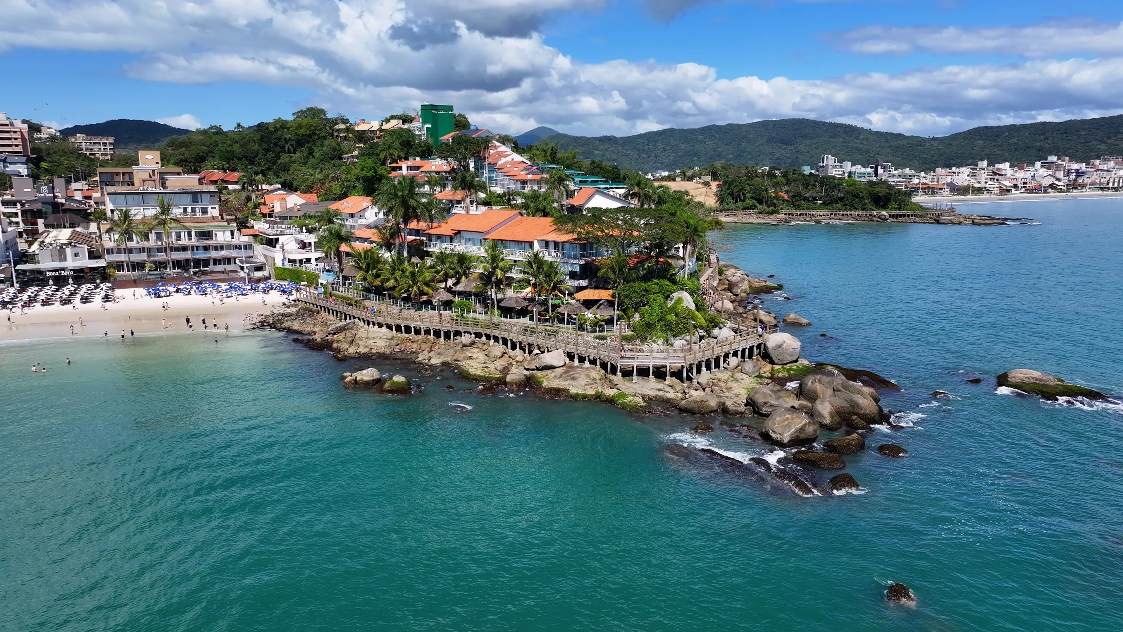 Bombinhas, Santa Catarina, Brazil - 11.5.2024 - Bombinhas Skyline At Bombinhas In Santa Catarina Brazil. Sunny Day Stunning Landscape. Bombinhas Brazil