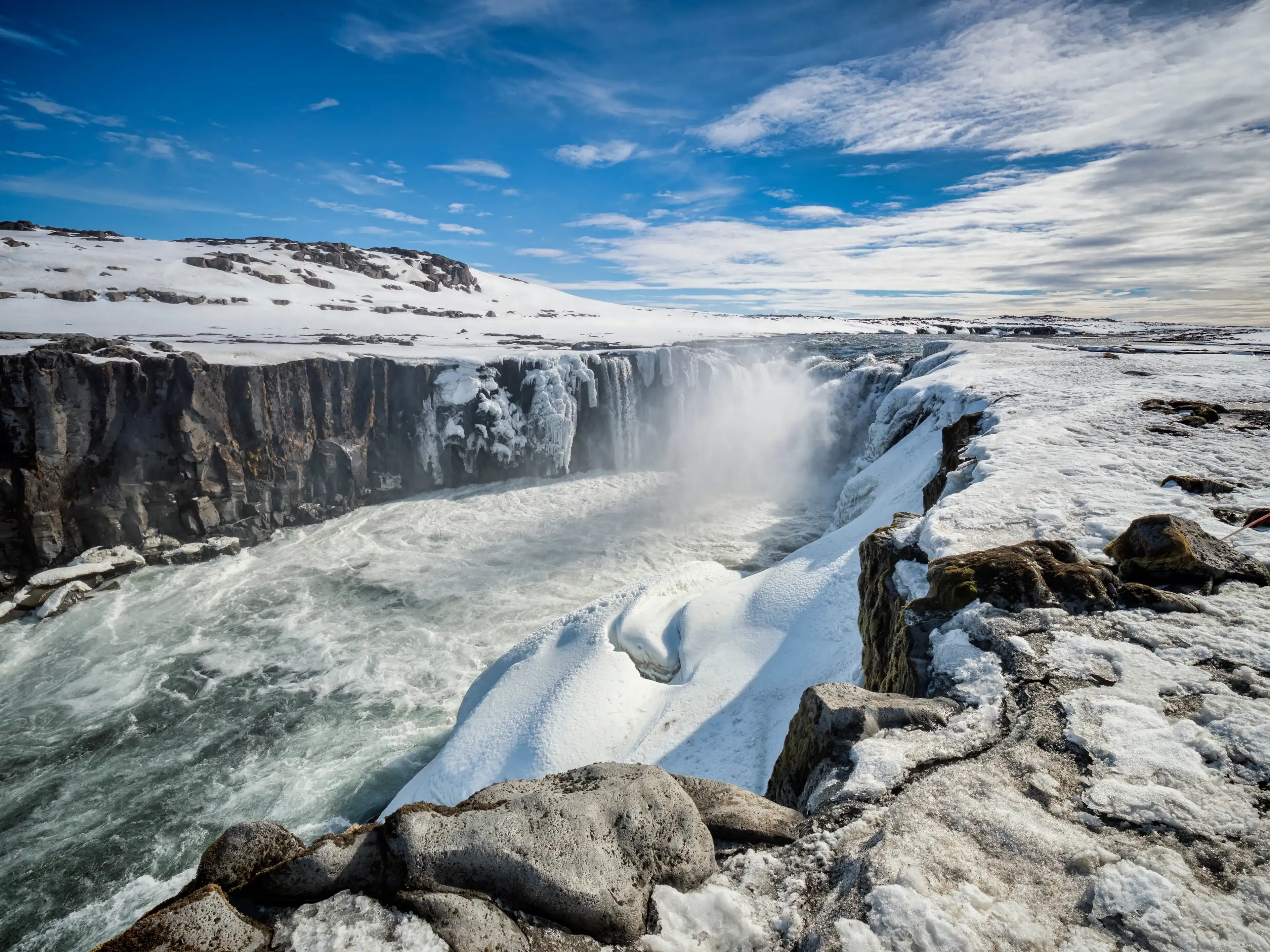 Selfoss waterfall on the Jokulsa a Fjollum river in Northern Iceland, upstream from the Dettifoss falls. Selfoss waterfall on the Jokulsa a Fjollum river in Northern Iceland, upstream from the Dettifoss falls.
