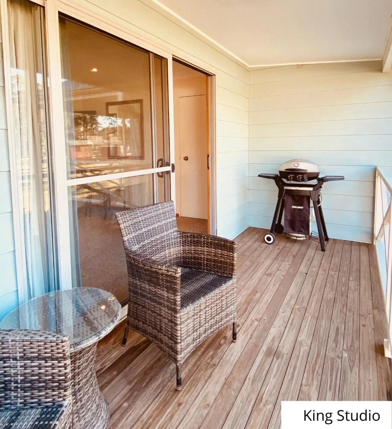 Seating area in Pokolbin Village Estate