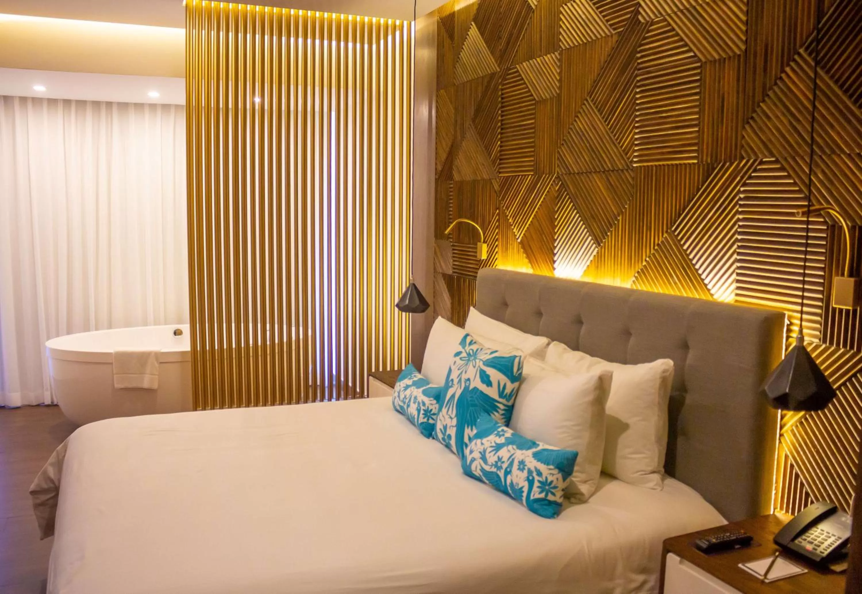 Bathroom, Bed in The Fives Downtown Hotel & Residences, Curio Collection by Hilton