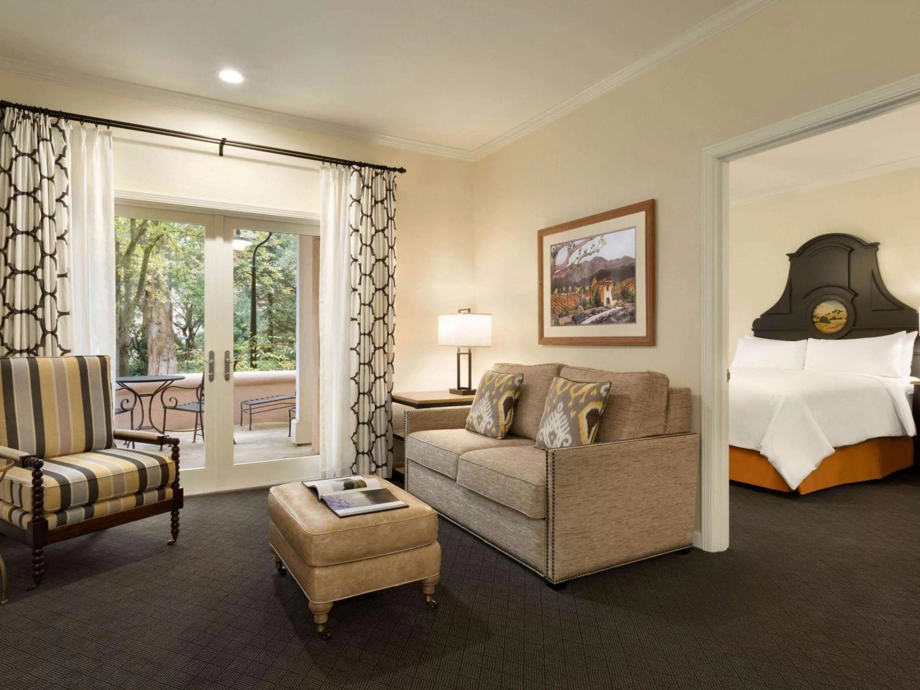 Signature One-Bedroom King Suite with Sofa Bed, Fireplace, Patio or Balcony, Jacuzzi and Garden View in Fairmont Sonoma Mission Inn & Spa