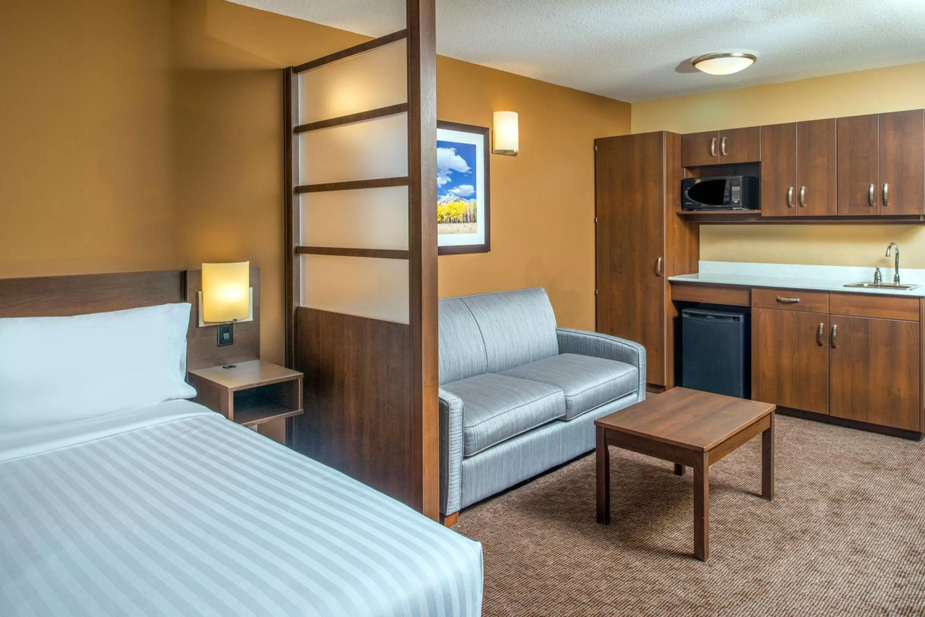 Living room, Bed in Microtel Inn & Suites by Wyndham Red Deer