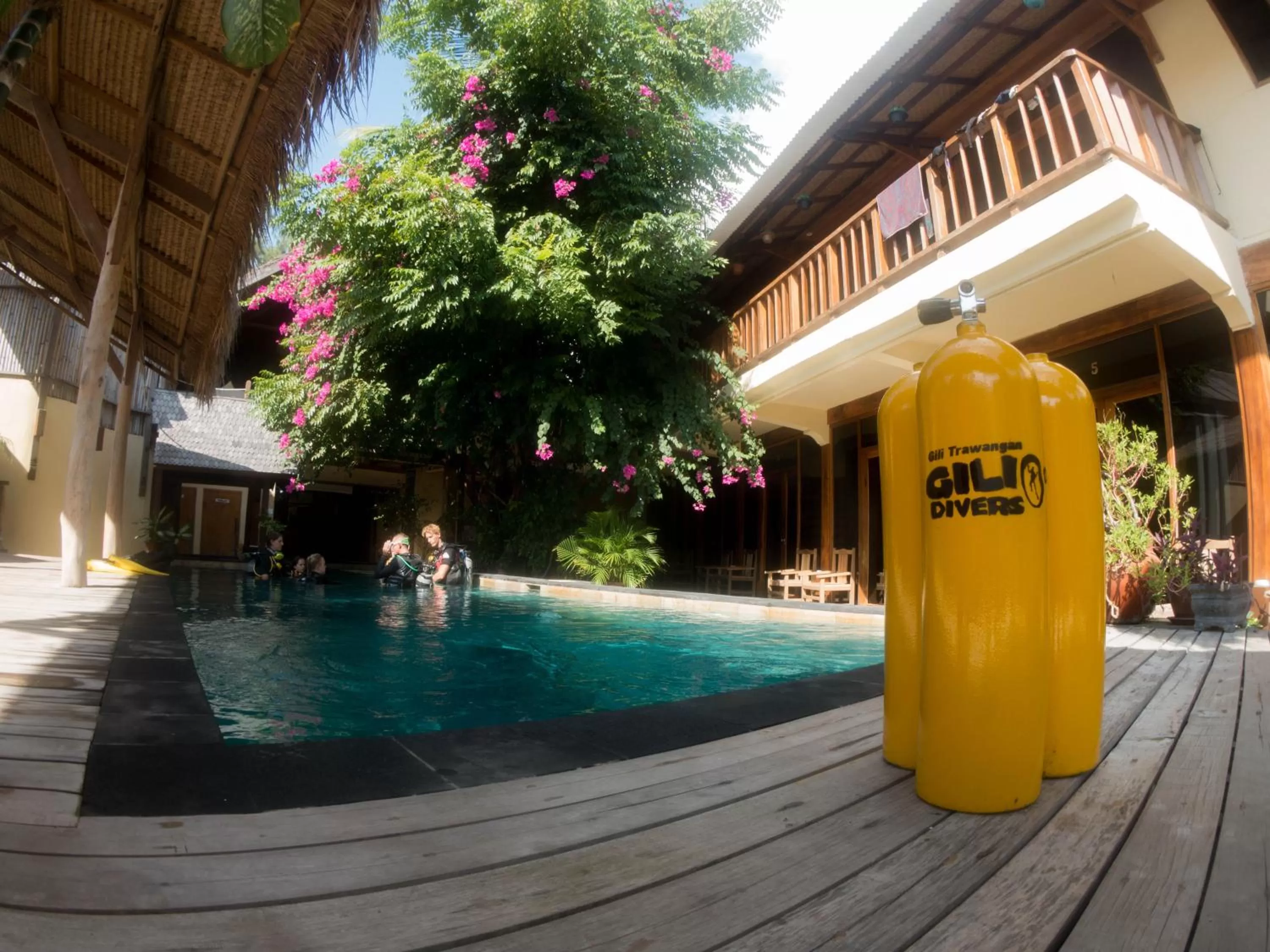 Swimming pool, Facade/Entrance in Gili Divers Hotel