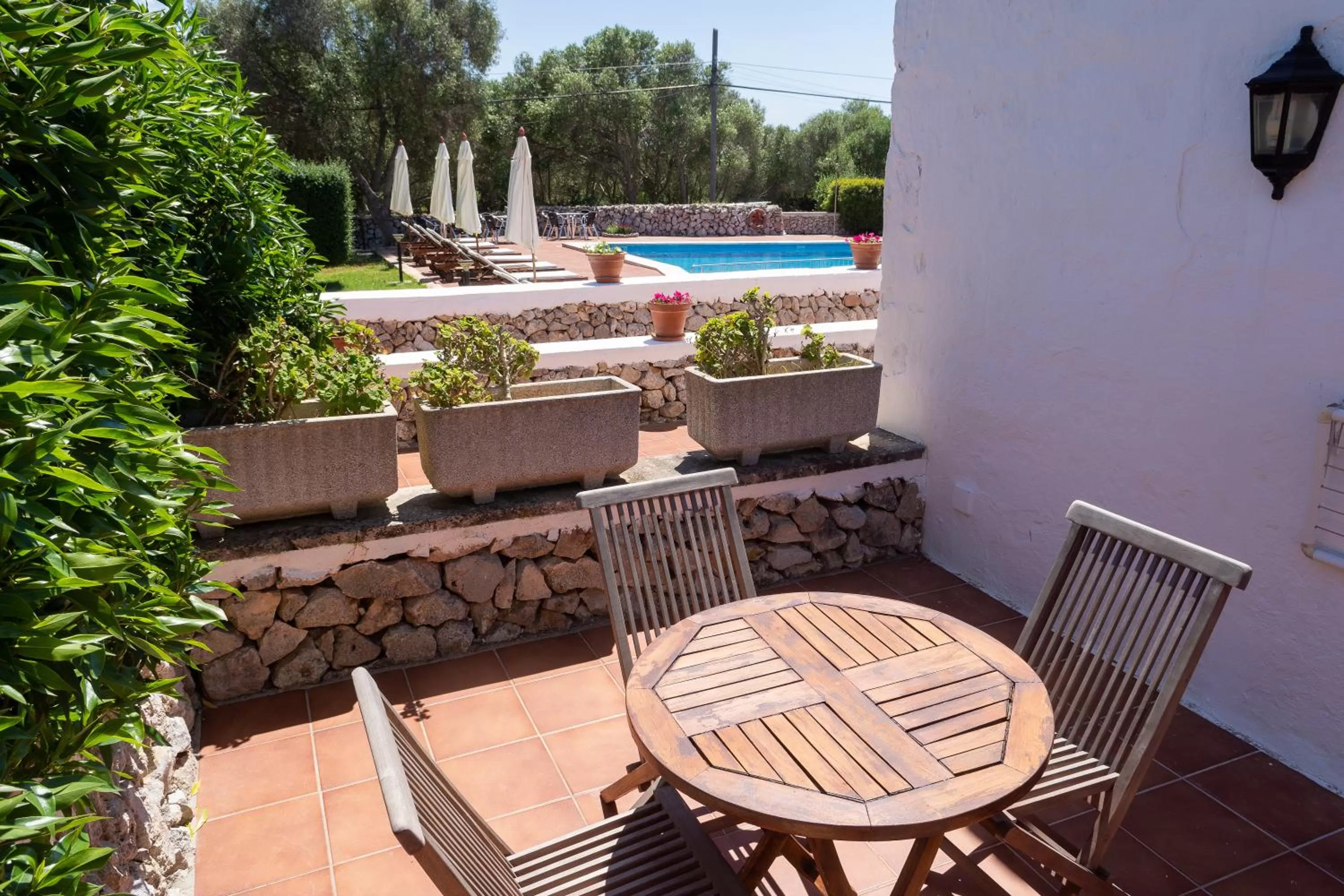 Balcony/Terrace, Swimming Pool in Agroturismo Binissafullet Vell