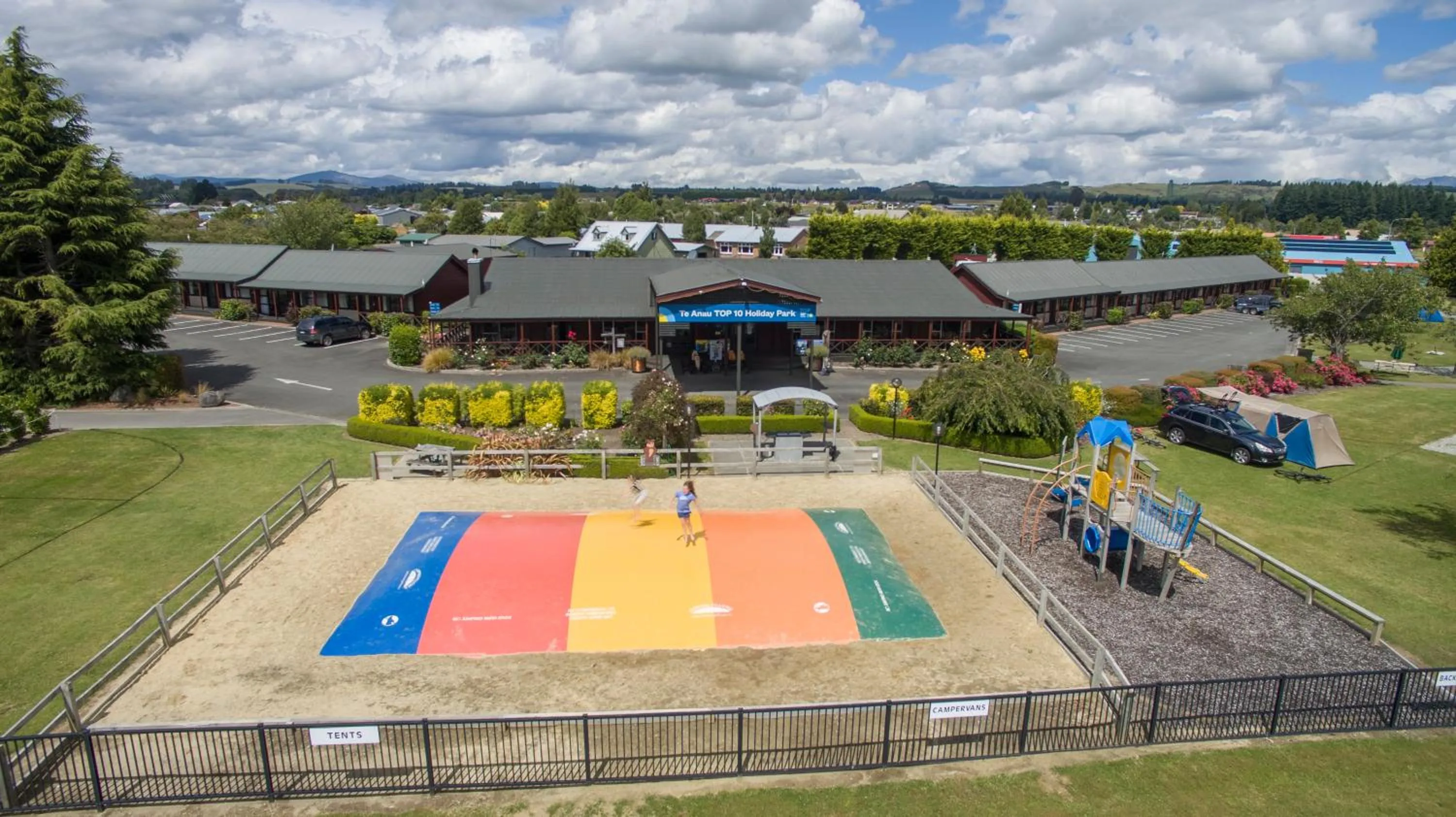 Children play ground in Te Anau Top 10 Holiday Park and Motels