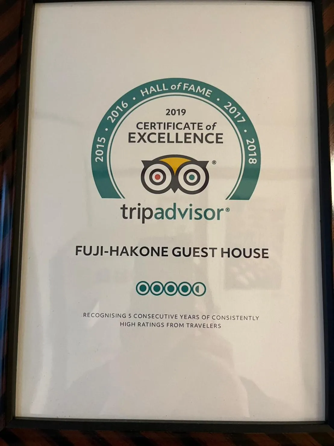 Certificate/Award in Fuji-Hakone Guest House