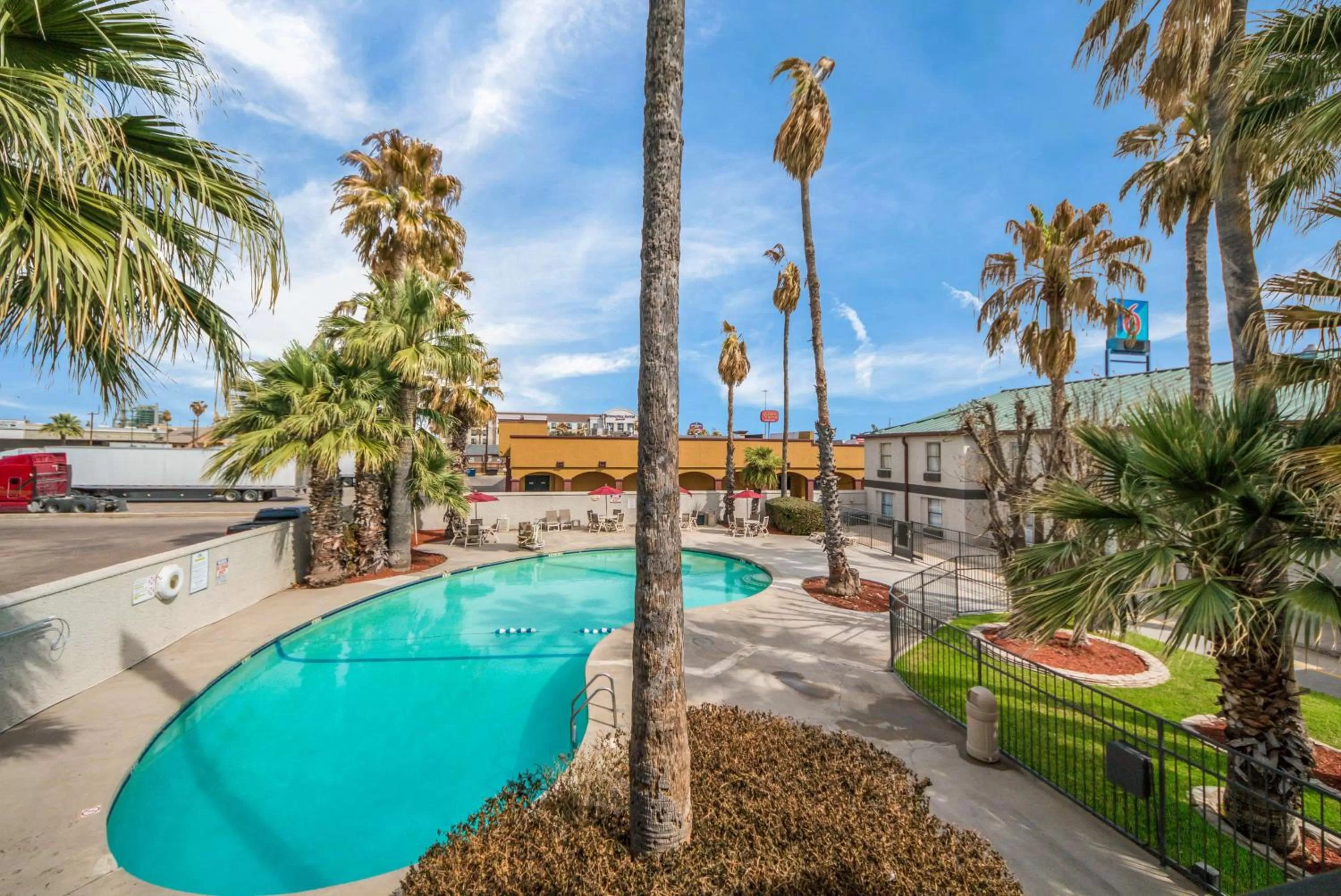 Pool view in Motel 6-Laredo, TX - North I-35