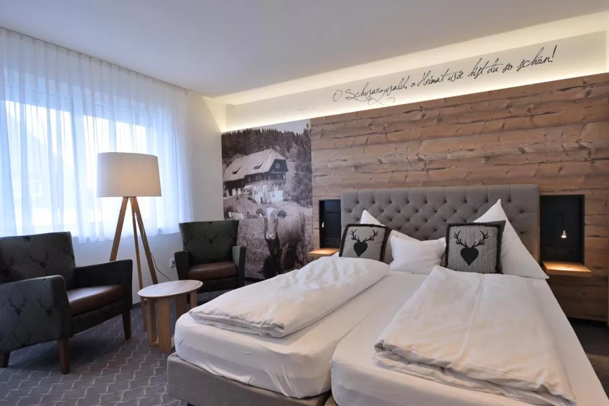 Bedroom, Bed in Hotel Hirschen