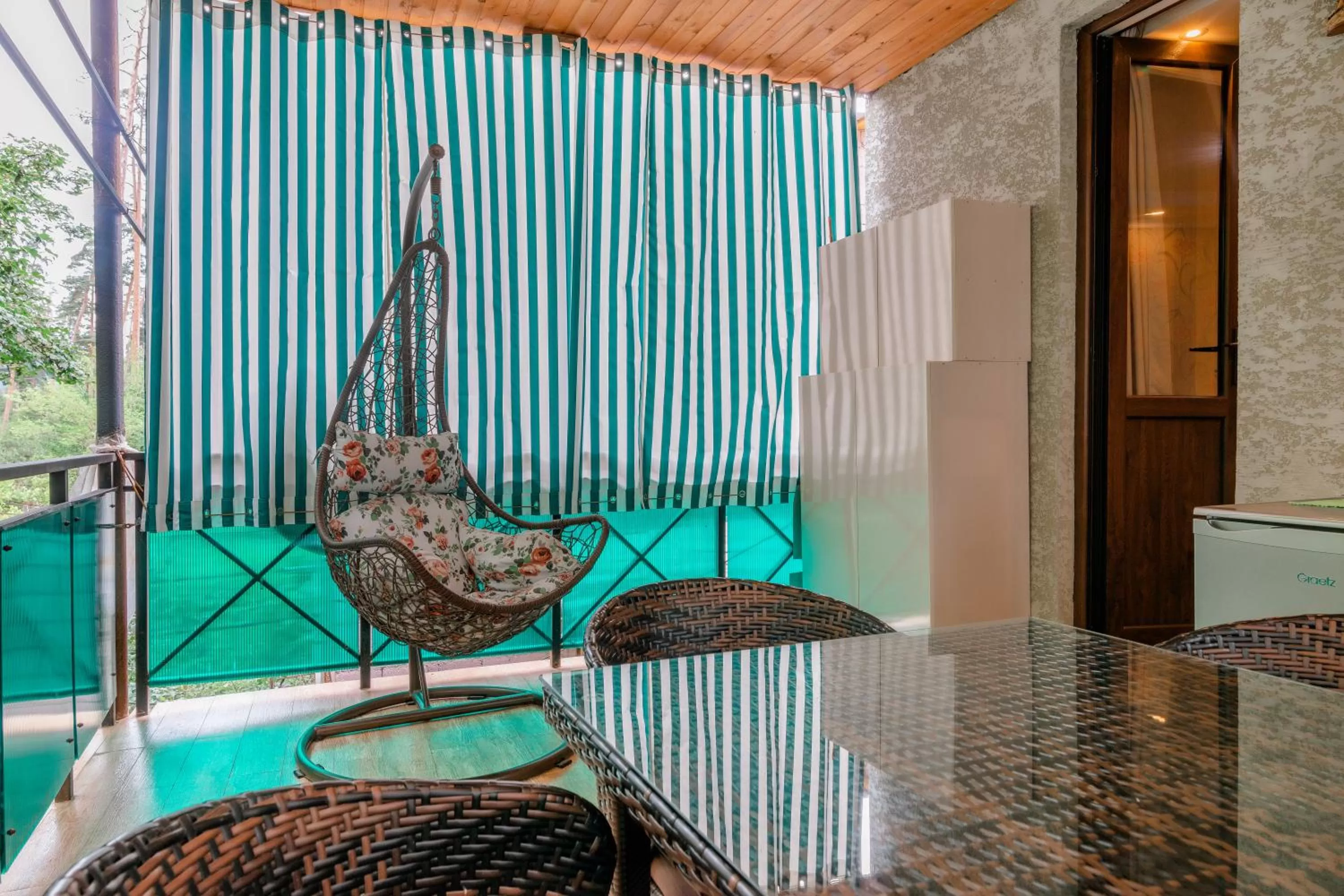 Balcony/Terrace, Pool View in Borjomi Villa Roma