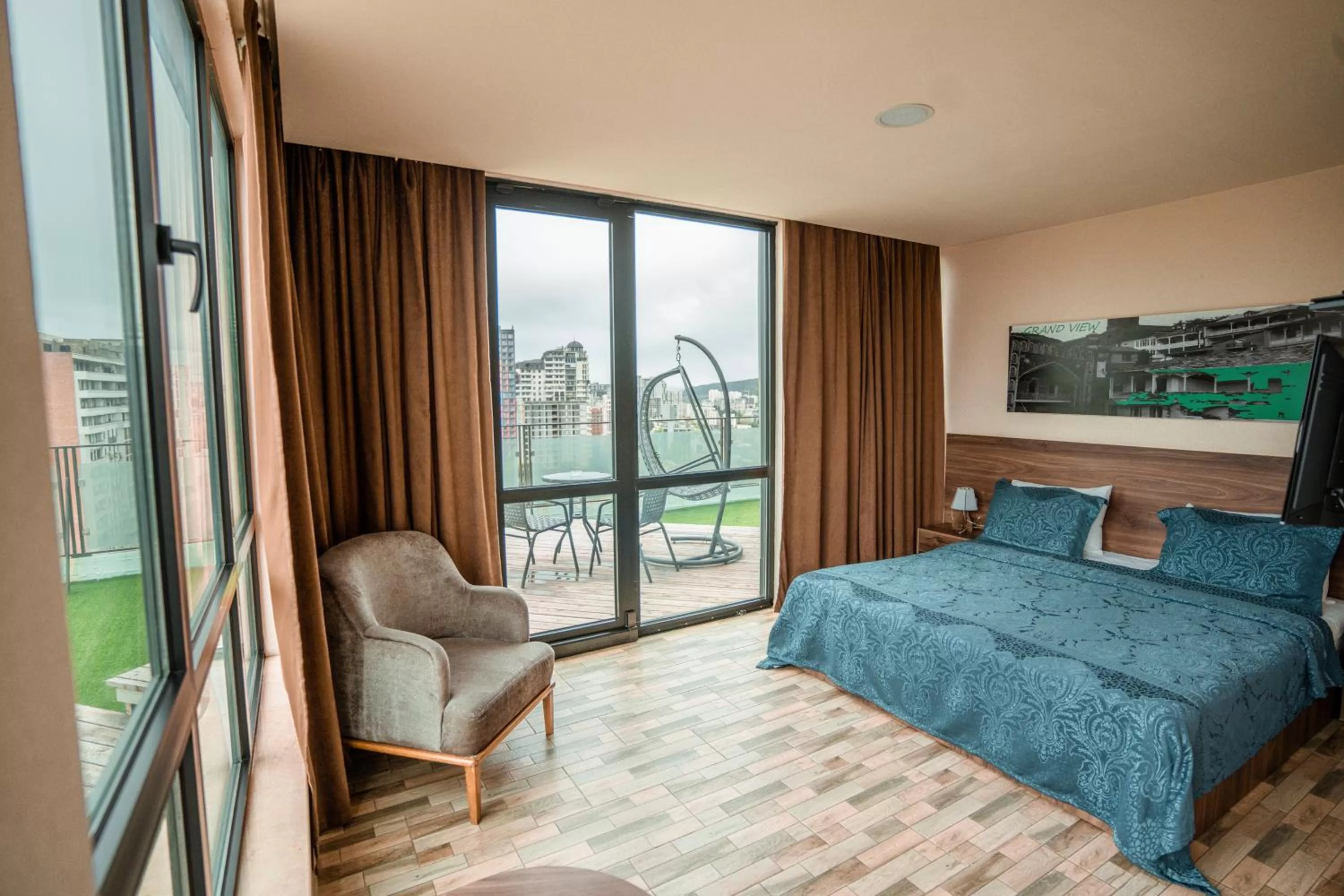 Bed in Hotel Grand View in Tbilisi