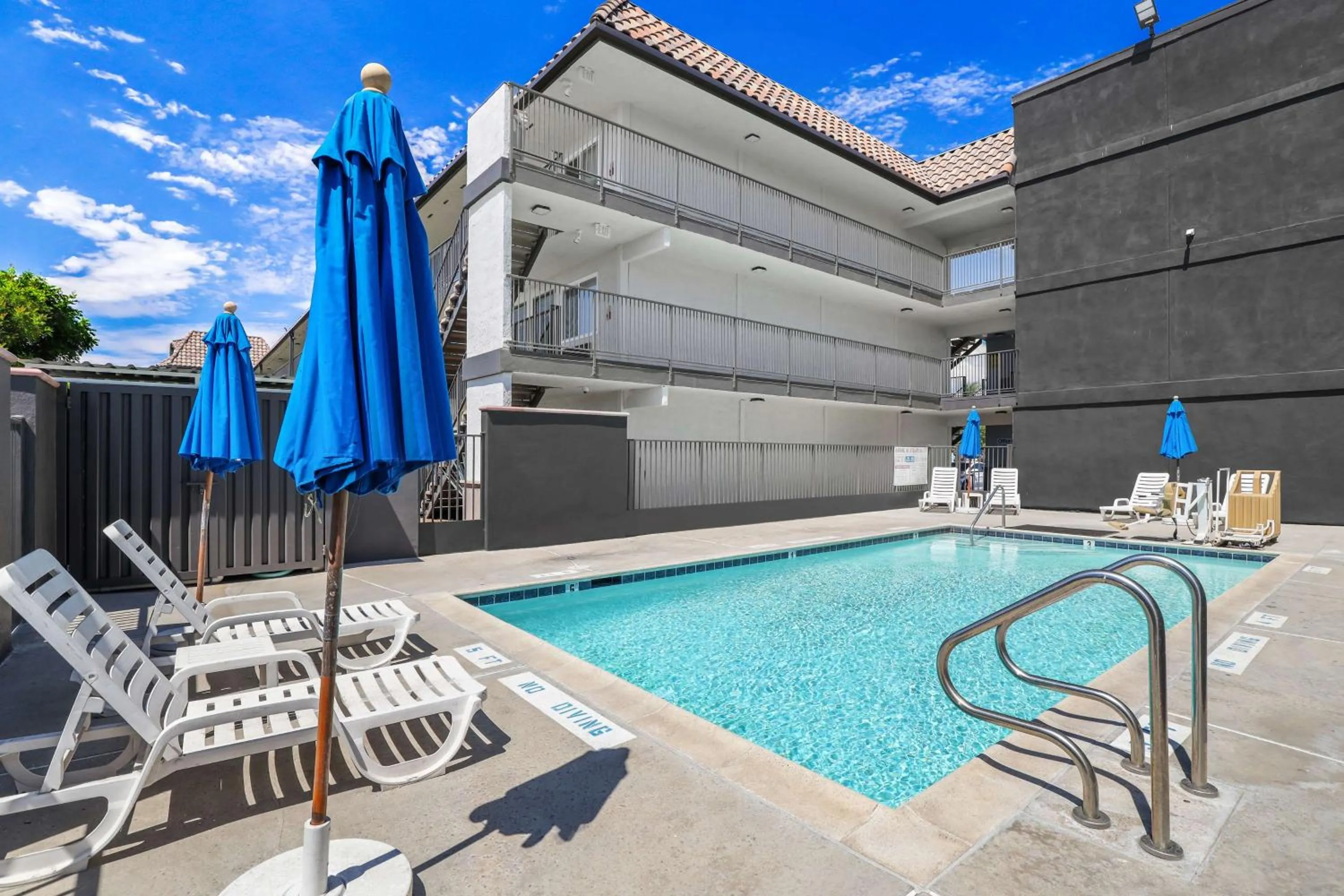 Pool view in Motel 6-Escondido, CA